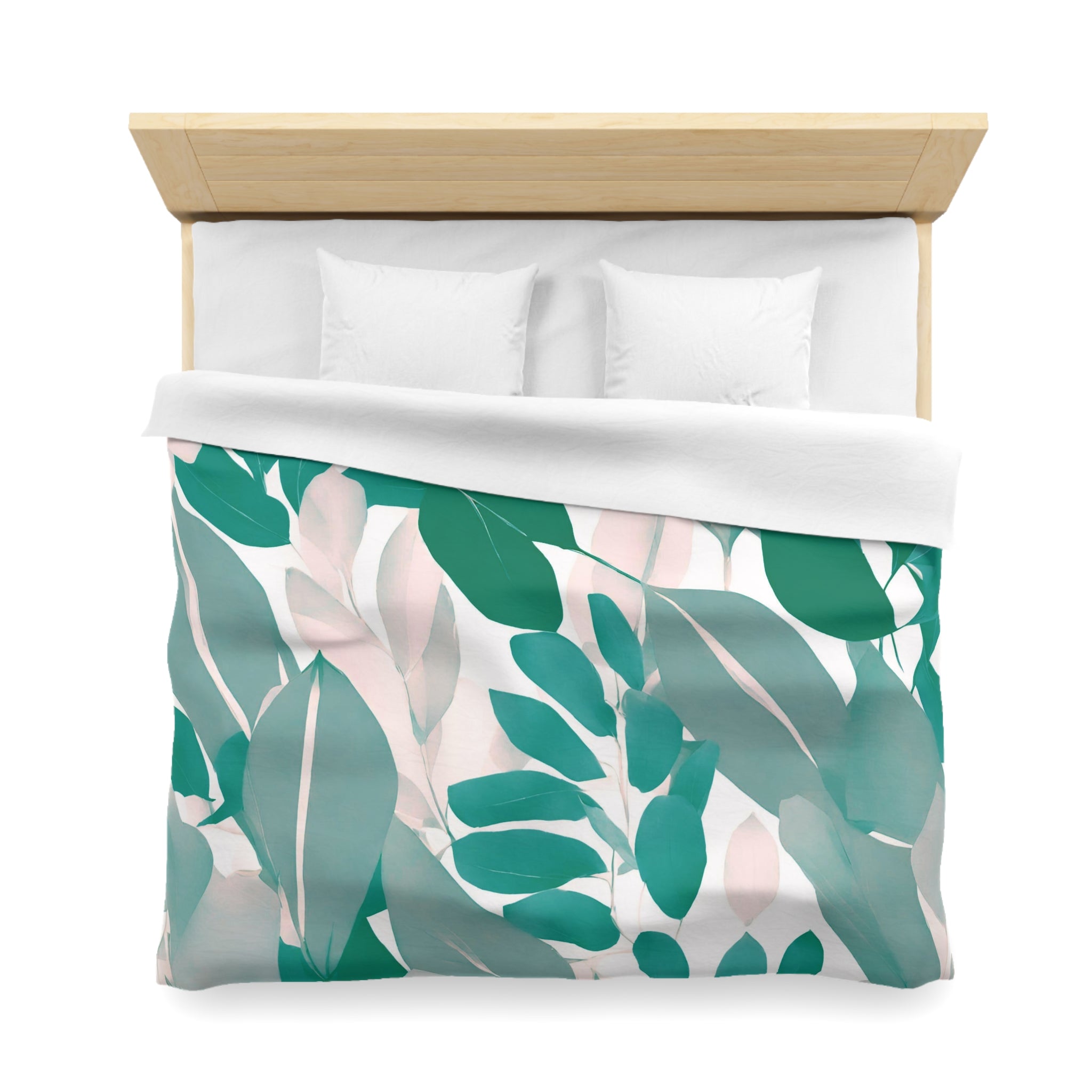 Boho Duvet Cover | Floral Sage Teal Green, Blush Pink