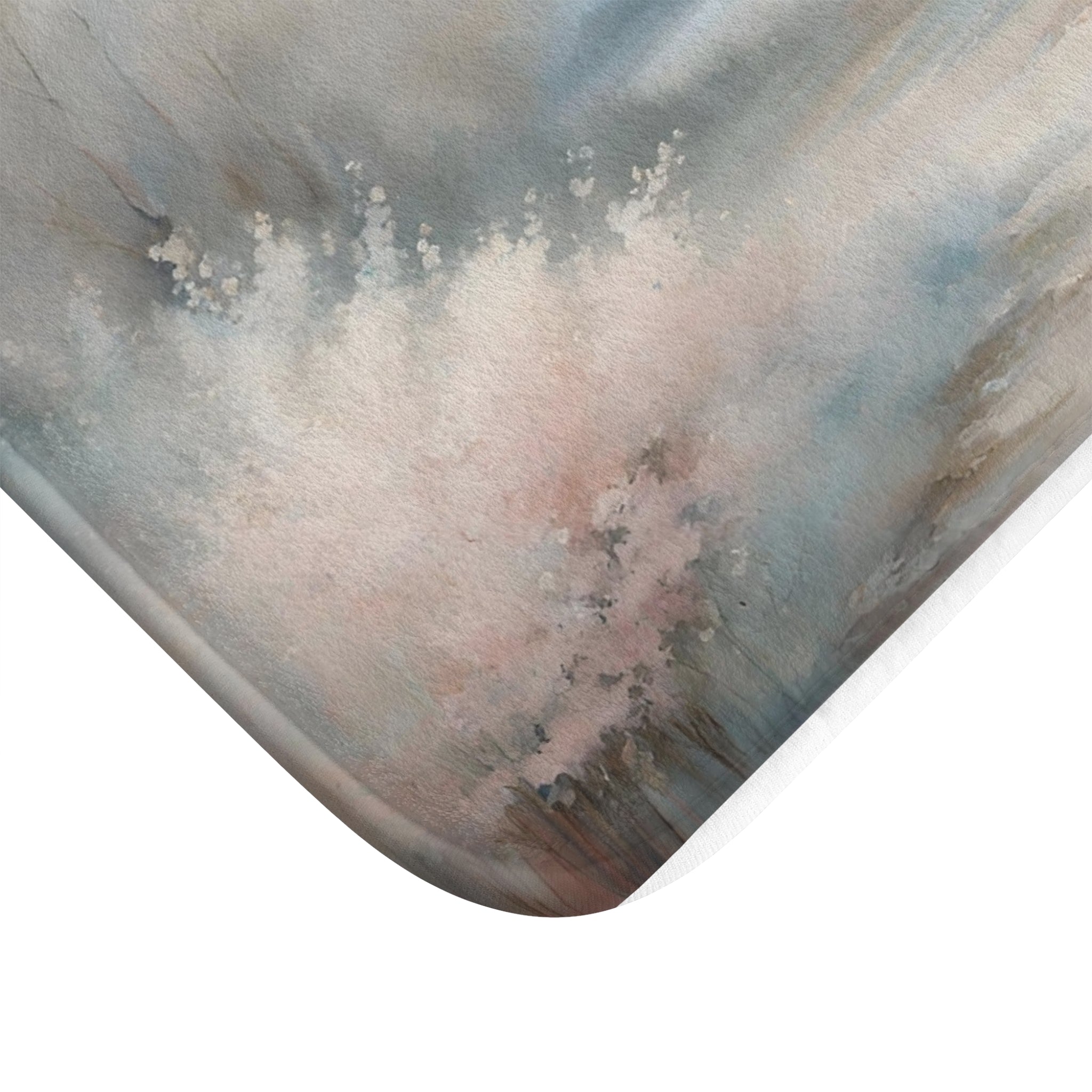 Boho Abstract Bath Mat | Pastel Pink Blue, Landscape Nature Kitchen Mat