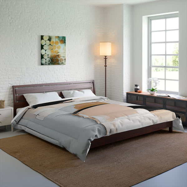 Modern Bedding Comforter | Abstract Grey, Beige Neutral