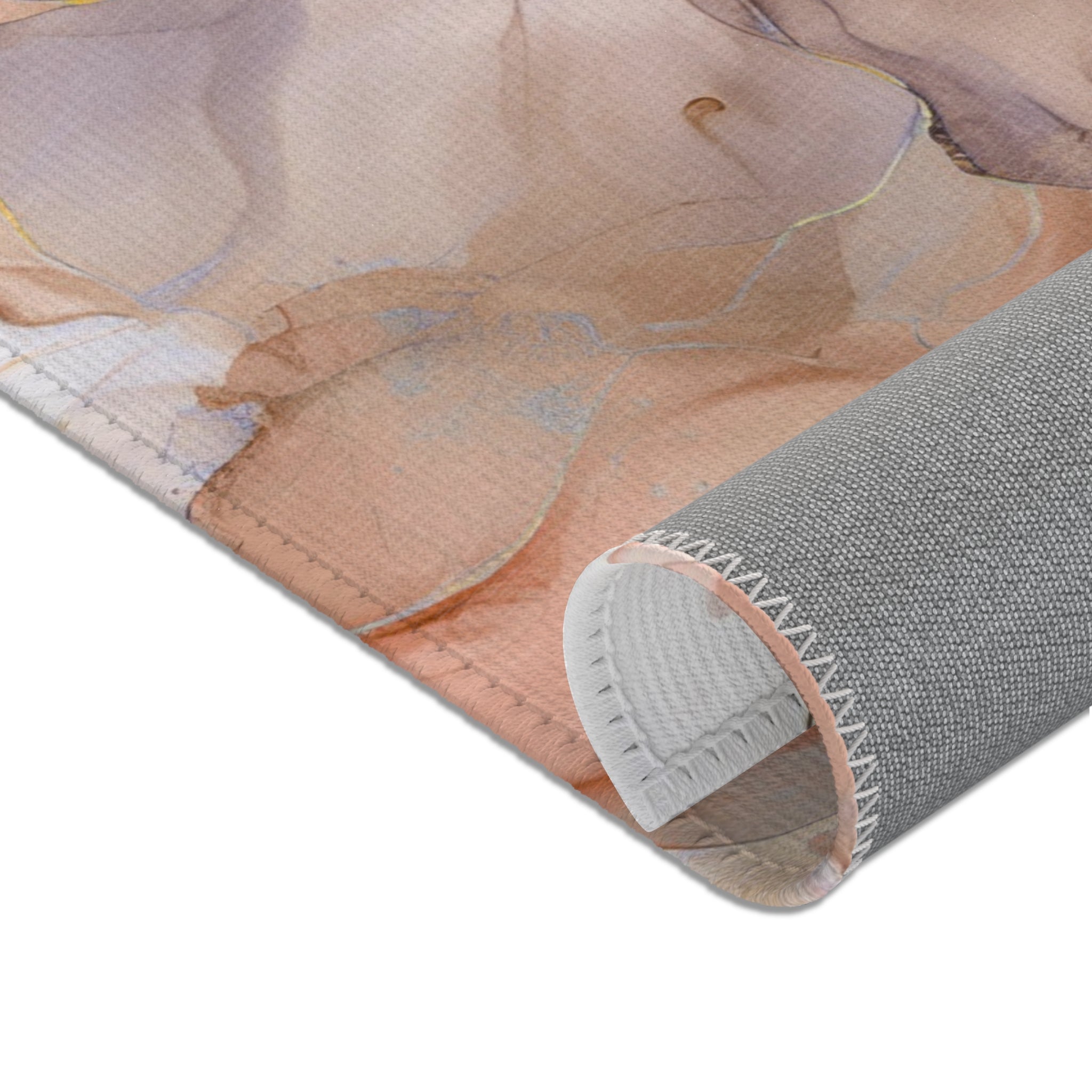 Abstract Floral Area Rug | Peach Brown Beige Watercolor
