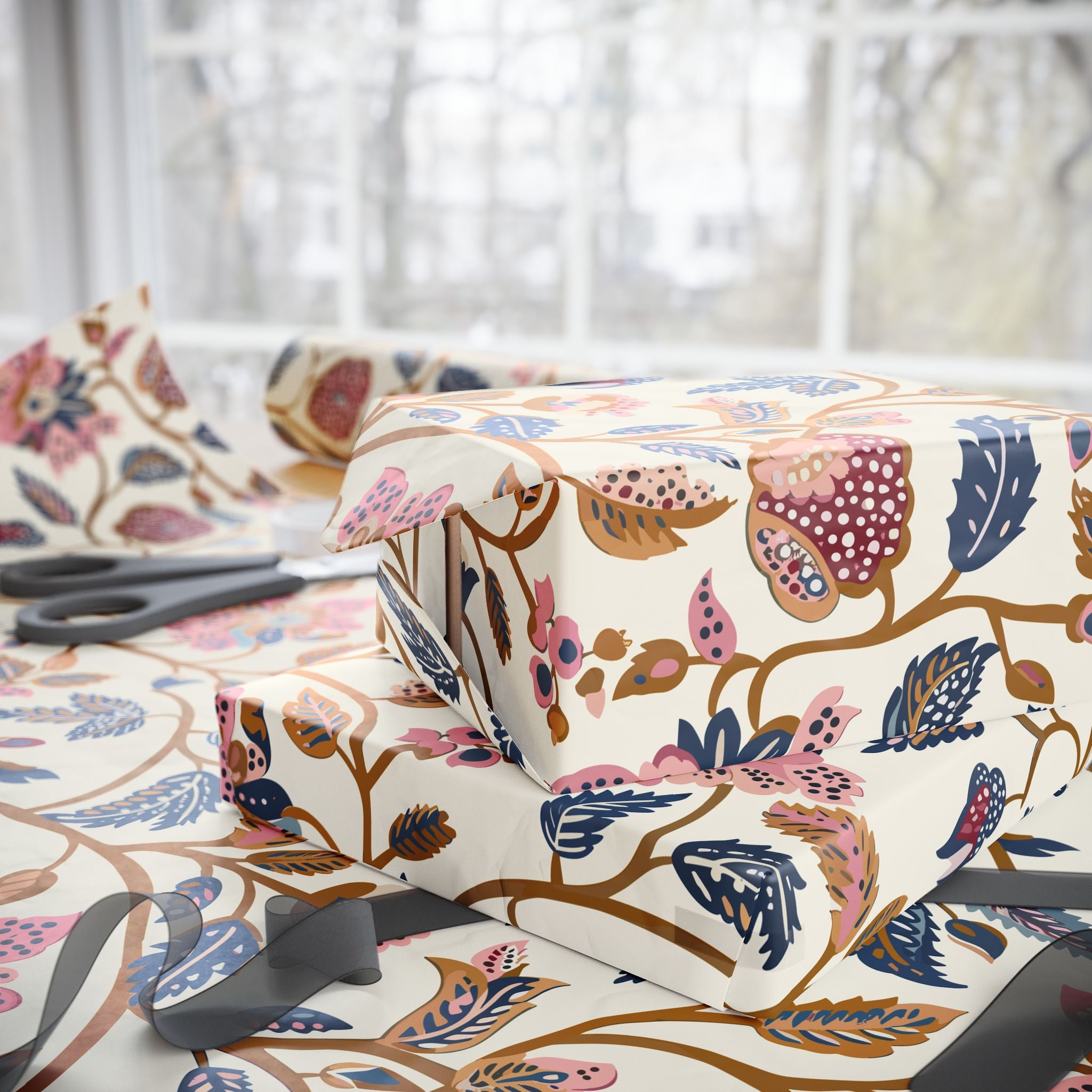 Gift Wrapping Paper | Colorful Indian Chintz Floral Wrap for the Holidays, Birthdays