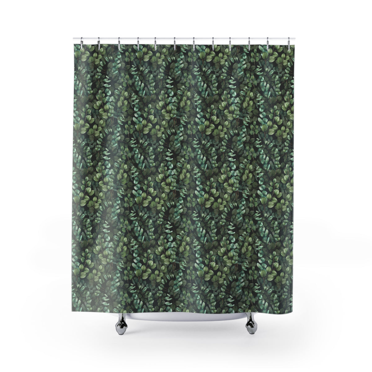 Charcoal Forest Green Eucalyptus Shower Curtain, Bath Curtain 71x74