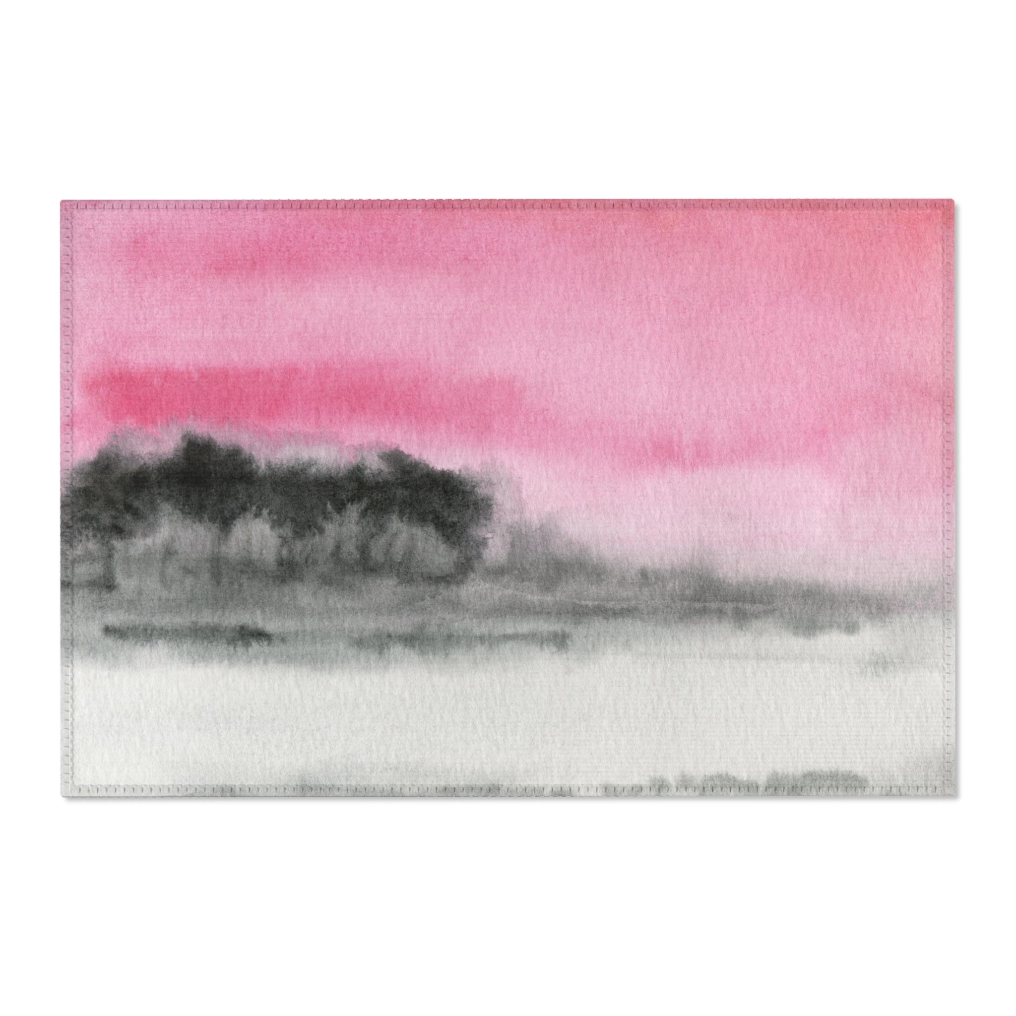 Abstract Area Rug | Pink, Gray Black Ombre, Landscape