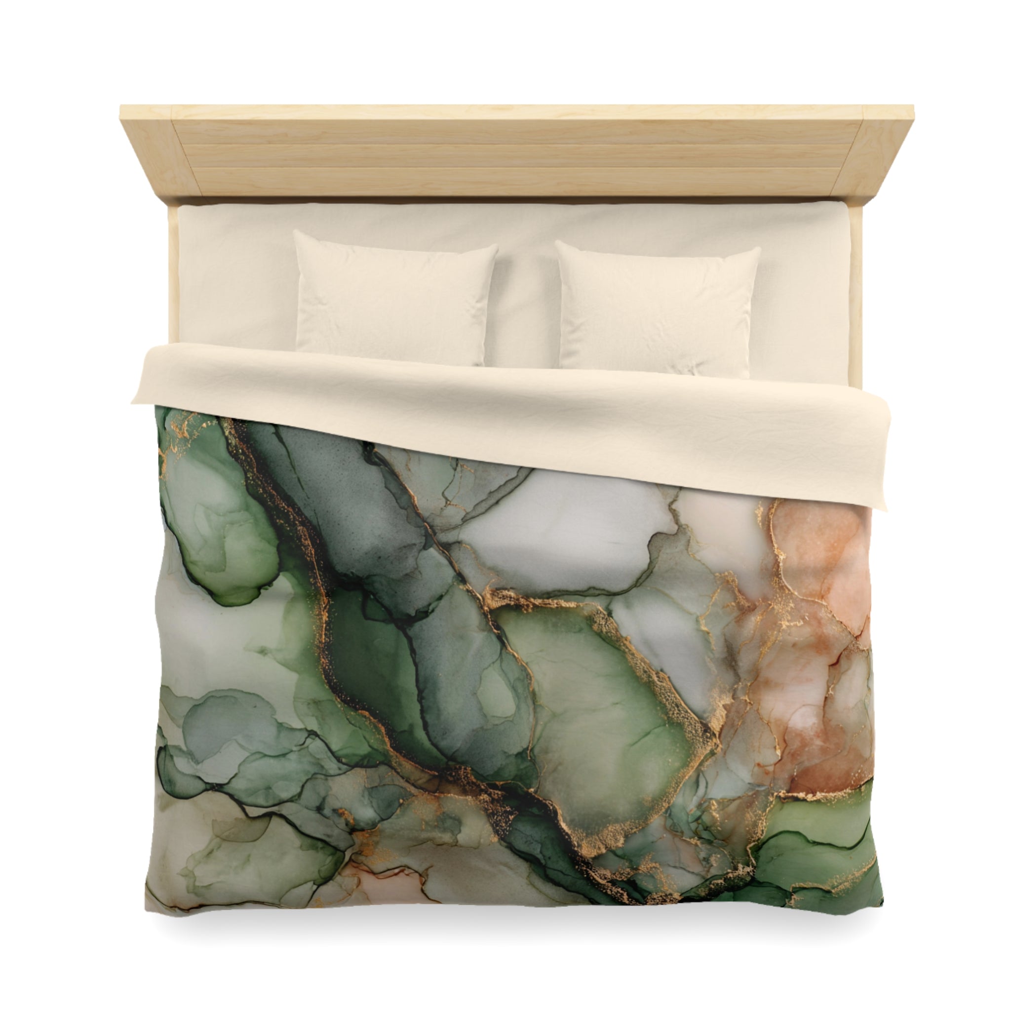 Floral Duvet, Pillow Cover | Green Beige Bedroom Decor