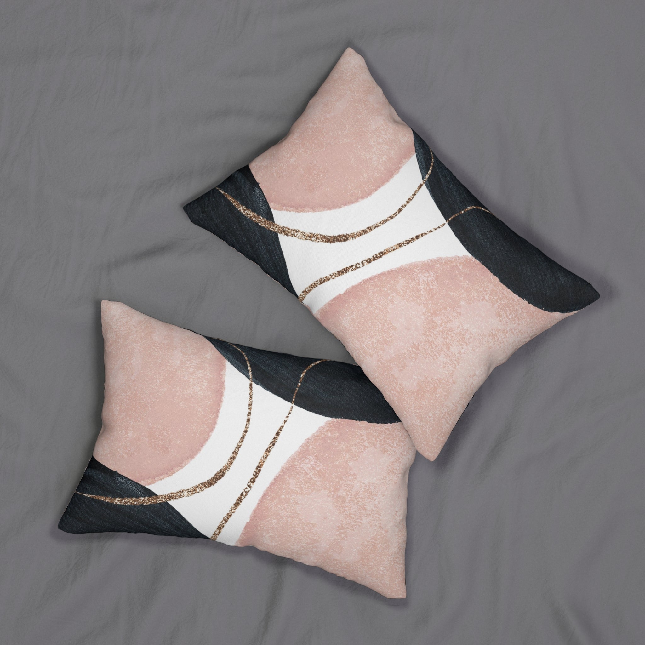 Abstract Lumbar Pillow | Blush Pink, White Black