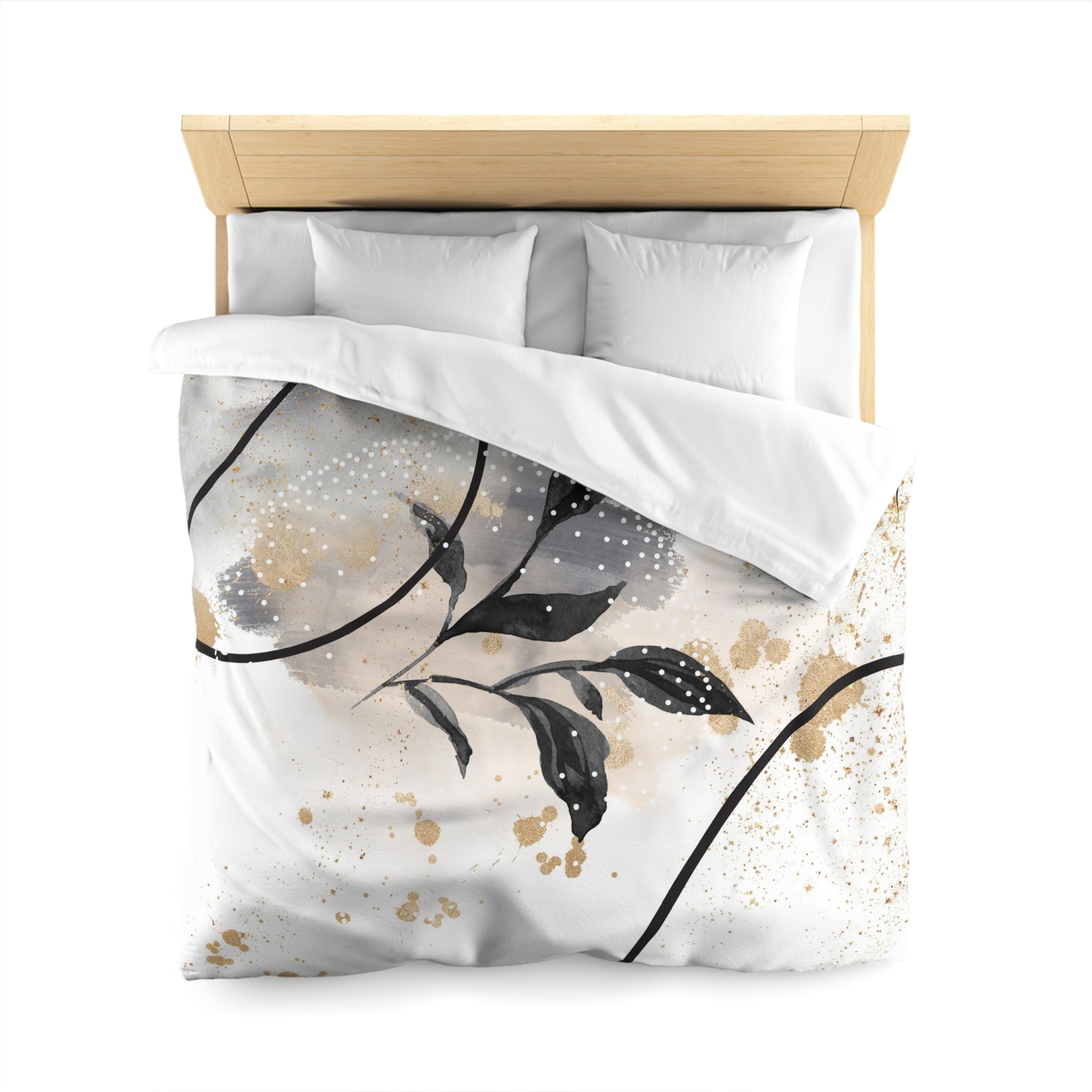 Abstract Leaves Duvet Cover | White Grey Black