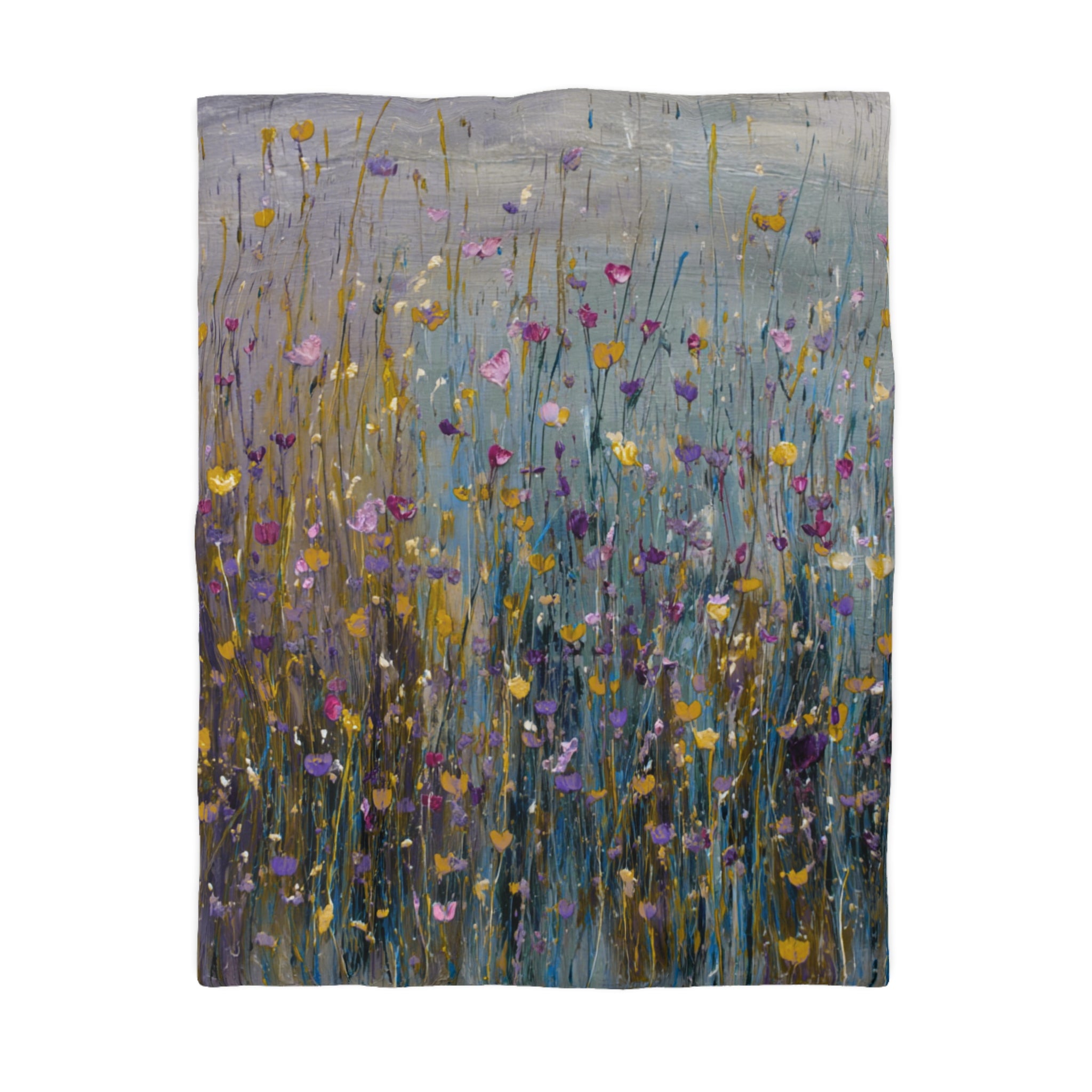 Floral Duvet, Pillow Cover | Grey Blue Yellow Bedroom Decor