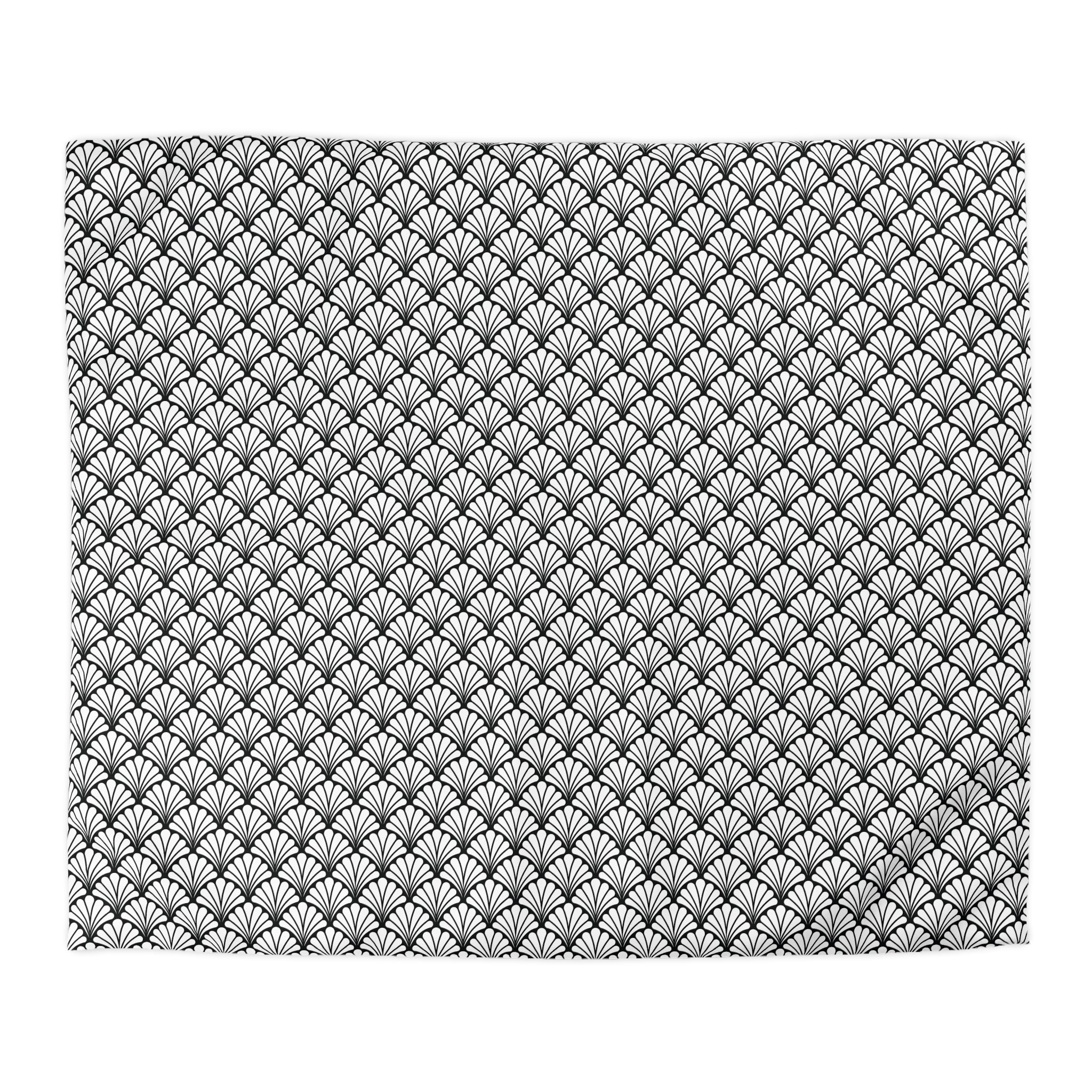 Art Deco Duvet, Pillow Cover | Black White Fan Bedroom Decor