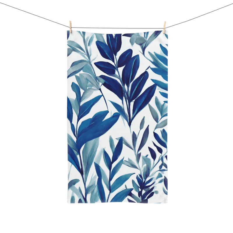 Kitchen, Bath Hand Towel | Floral Indigo Navy Teal Blue Leaves