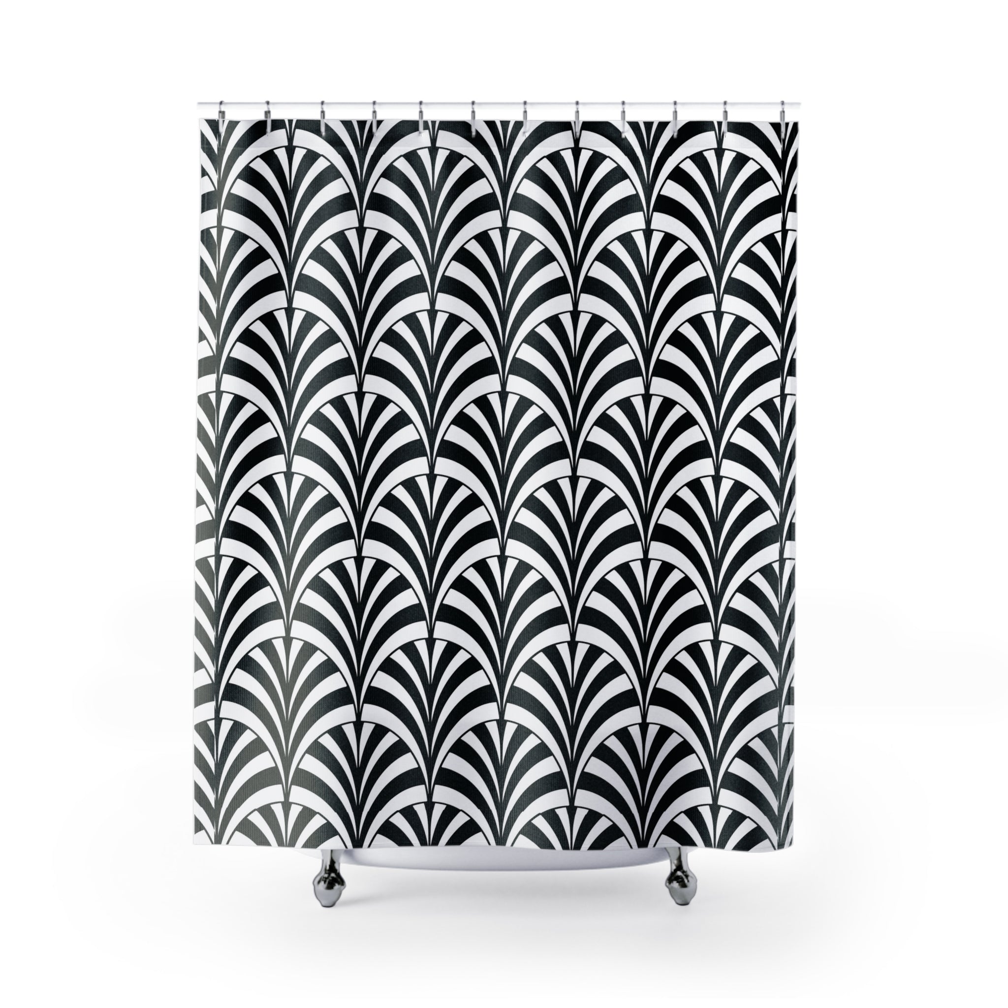 Art Deco Shower Curtain | Black White Fan Bathroom Decor