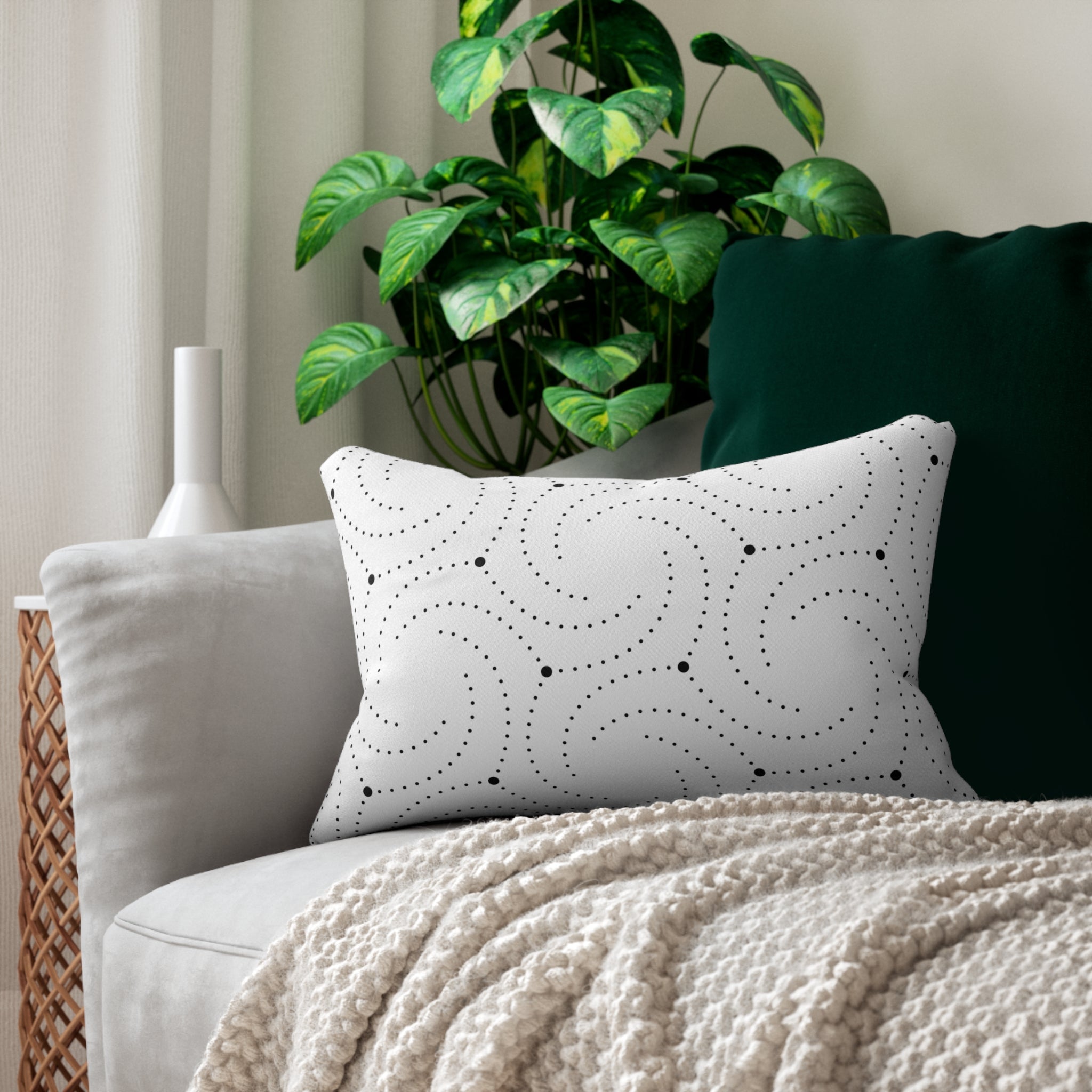 Art Deco Lumbar Pillow | Black White Minimalist Geometric