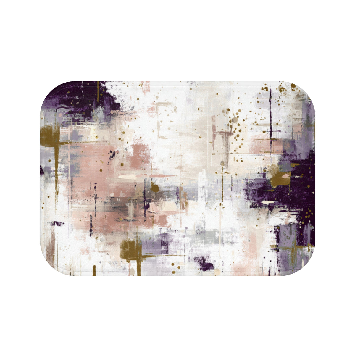Plum Blush Brushstroke Abstract Bath Mat, Modern Bathroom Rug