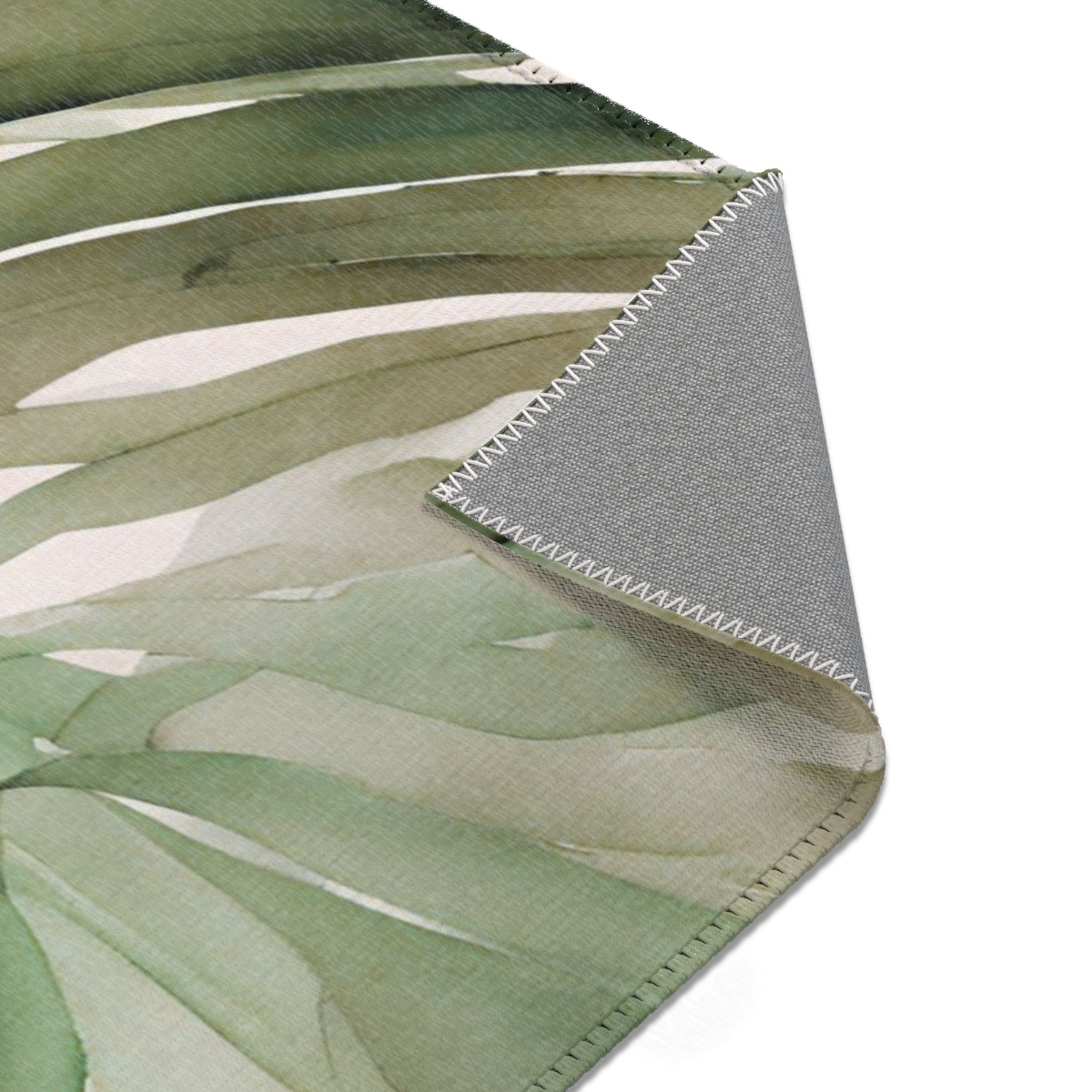 Abstract Leaves Area Rug | Sage Green Beige Palm