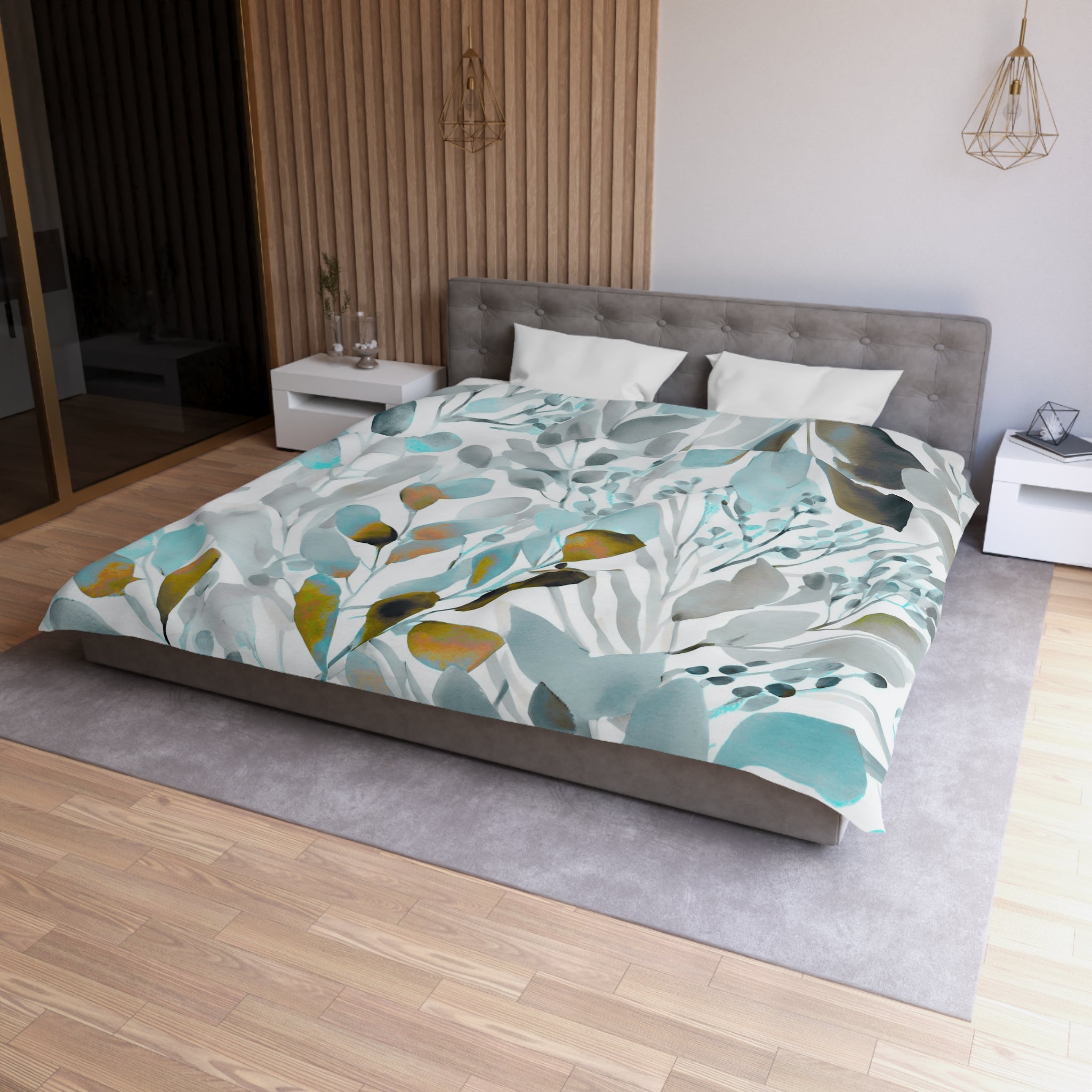 Abstract Watercolor Duvet, Pillow Cover | Pale Blue Grey Bedroom Decor