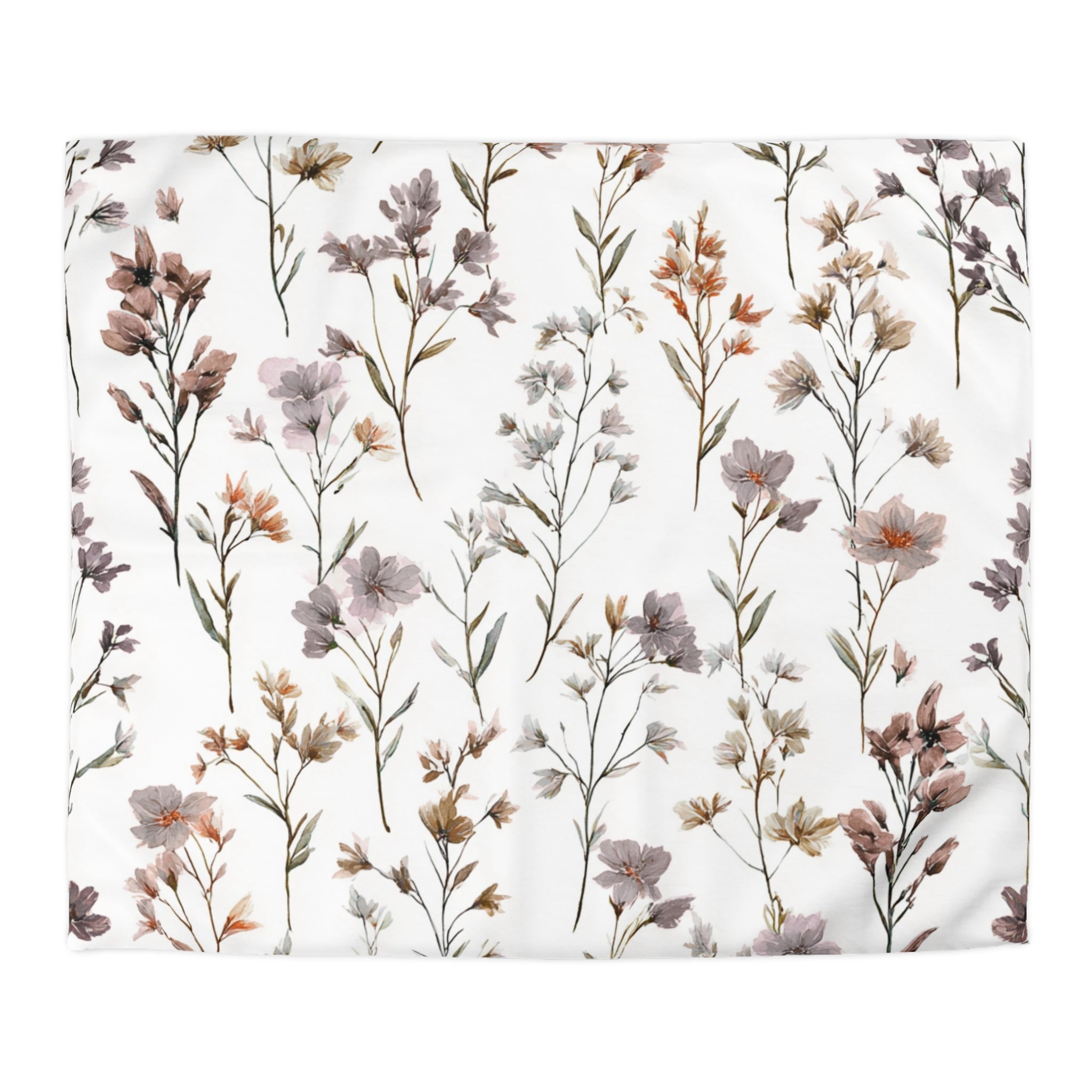 Floral Modern Duvet, Pillow Cover | White Beige Bedroom Decor