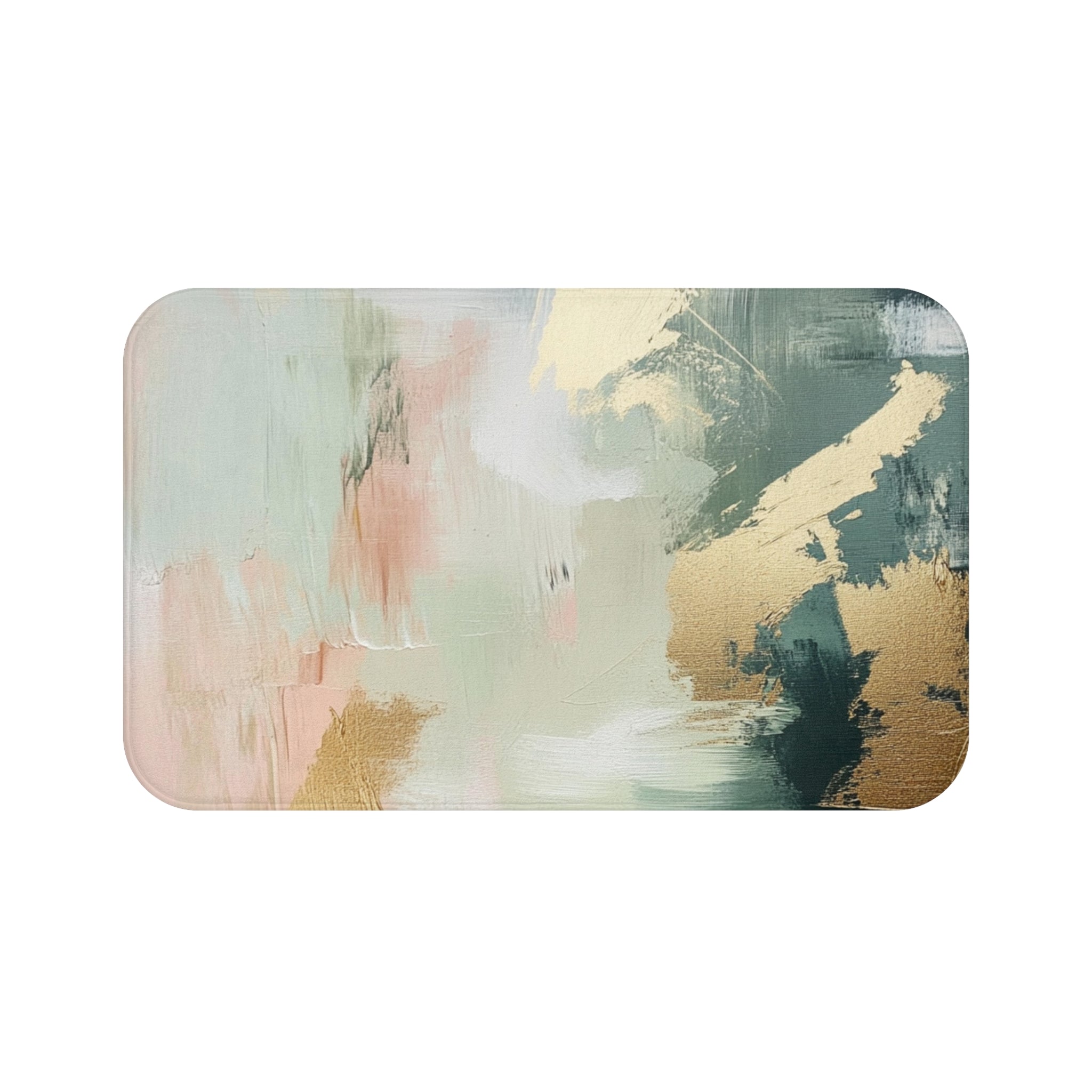 Abstract Bath Mat | Green Watercolor Geometric Kitchen Mat