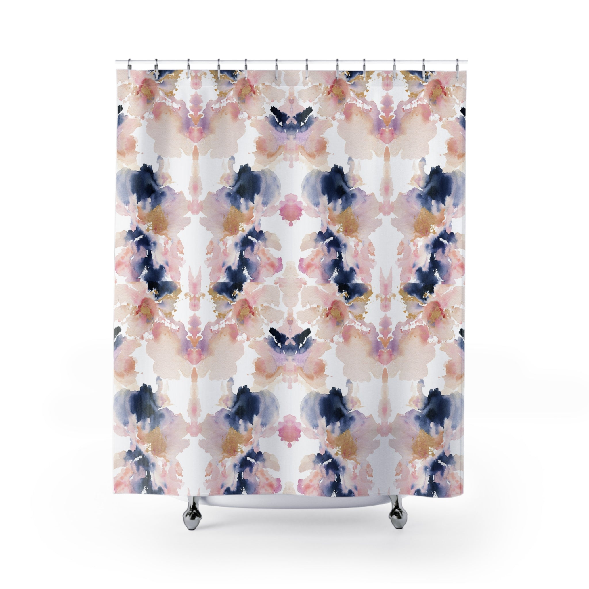 Abstract Shower Curtain | Navy Blue Blush Mirrored Art