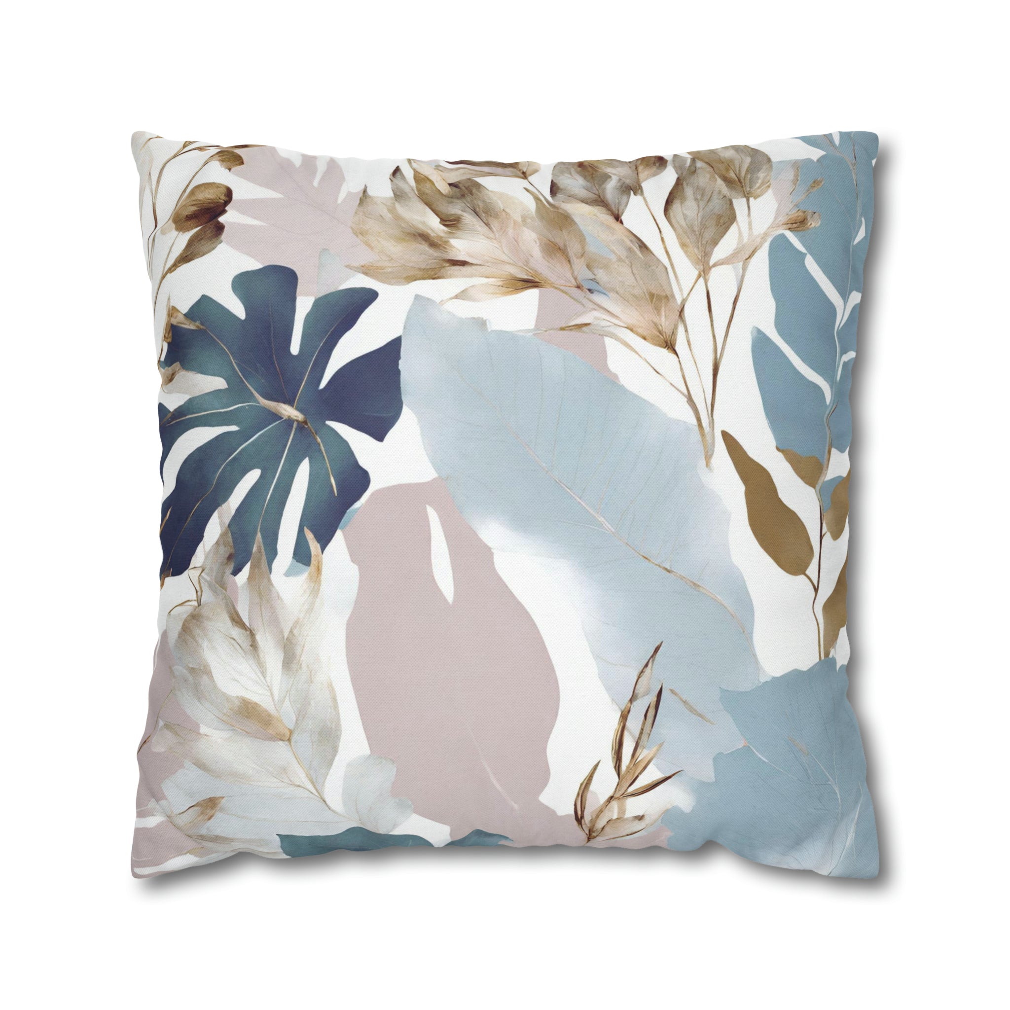 Boho Floral Throw Pillow Cover | Jungle Blue Blush Pink White