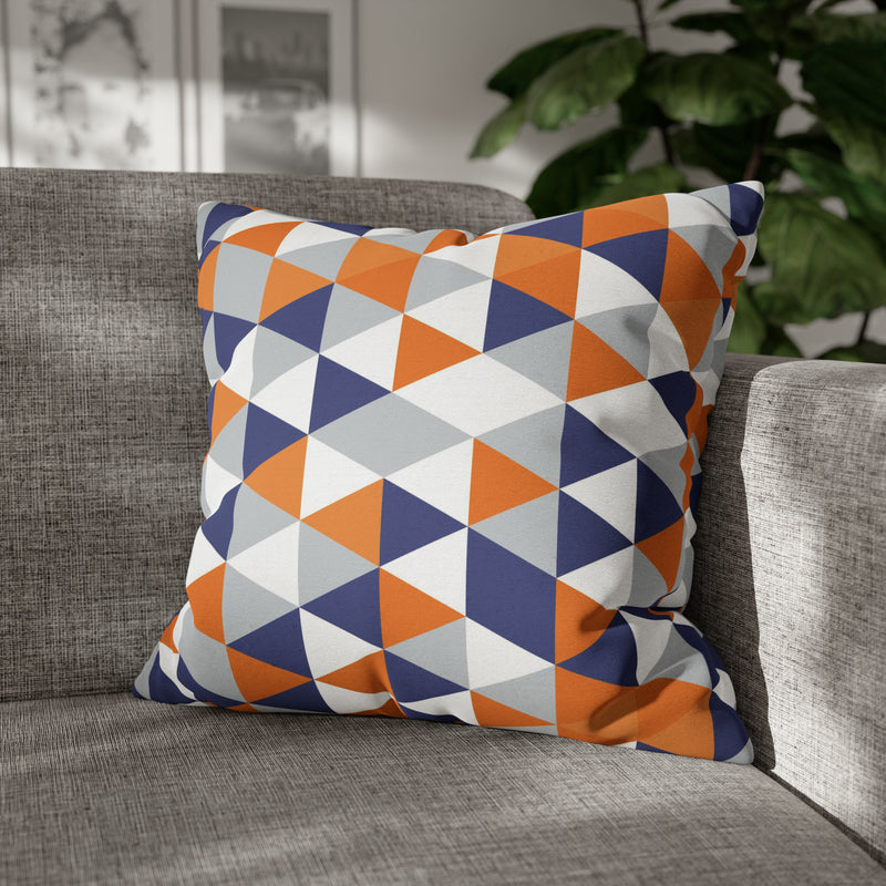 Abstract Pillow Cover | Orange Blue White Gray Geometric