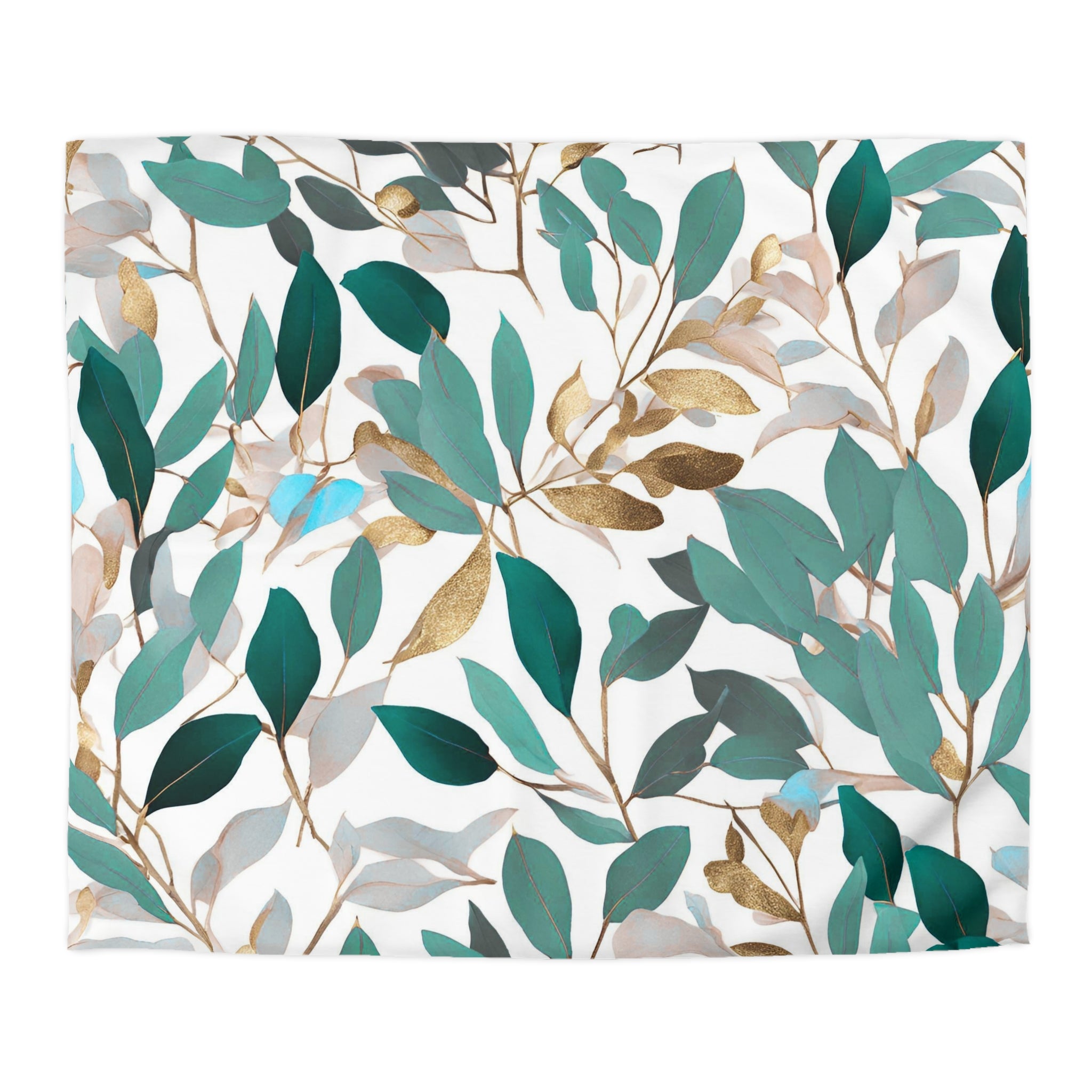 Floral Duvet, Pillow Cover | Teal Green Grey White Bedroom Decor