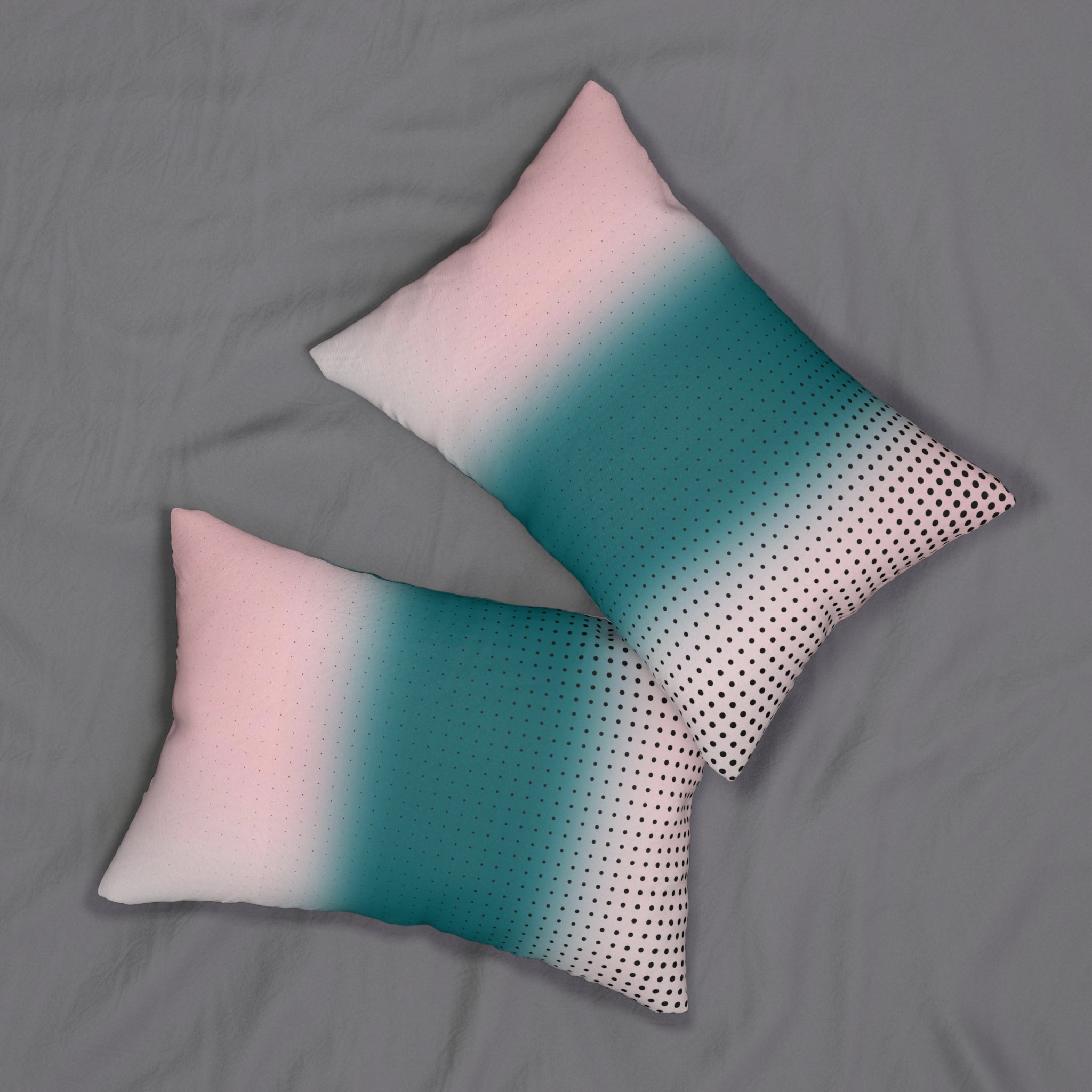 Abstract Lumbar Pillow | Teal Green, Blush Pink