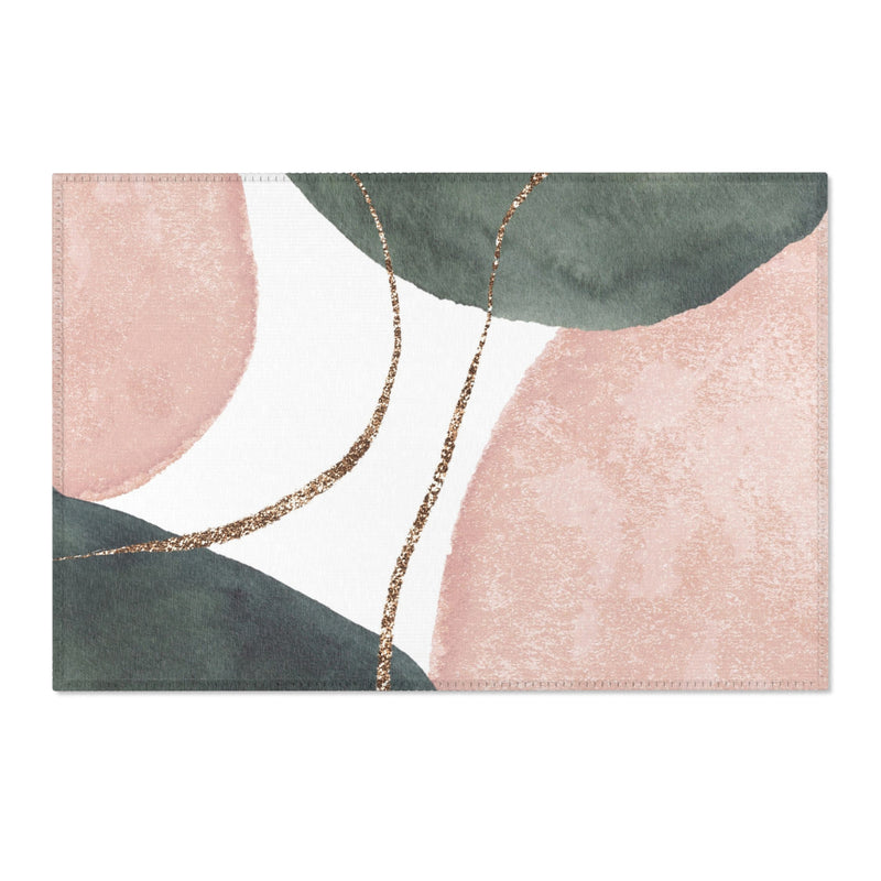 Abstract Boho Rectangle Area Rug | Modern Blush Pink, Sage Green