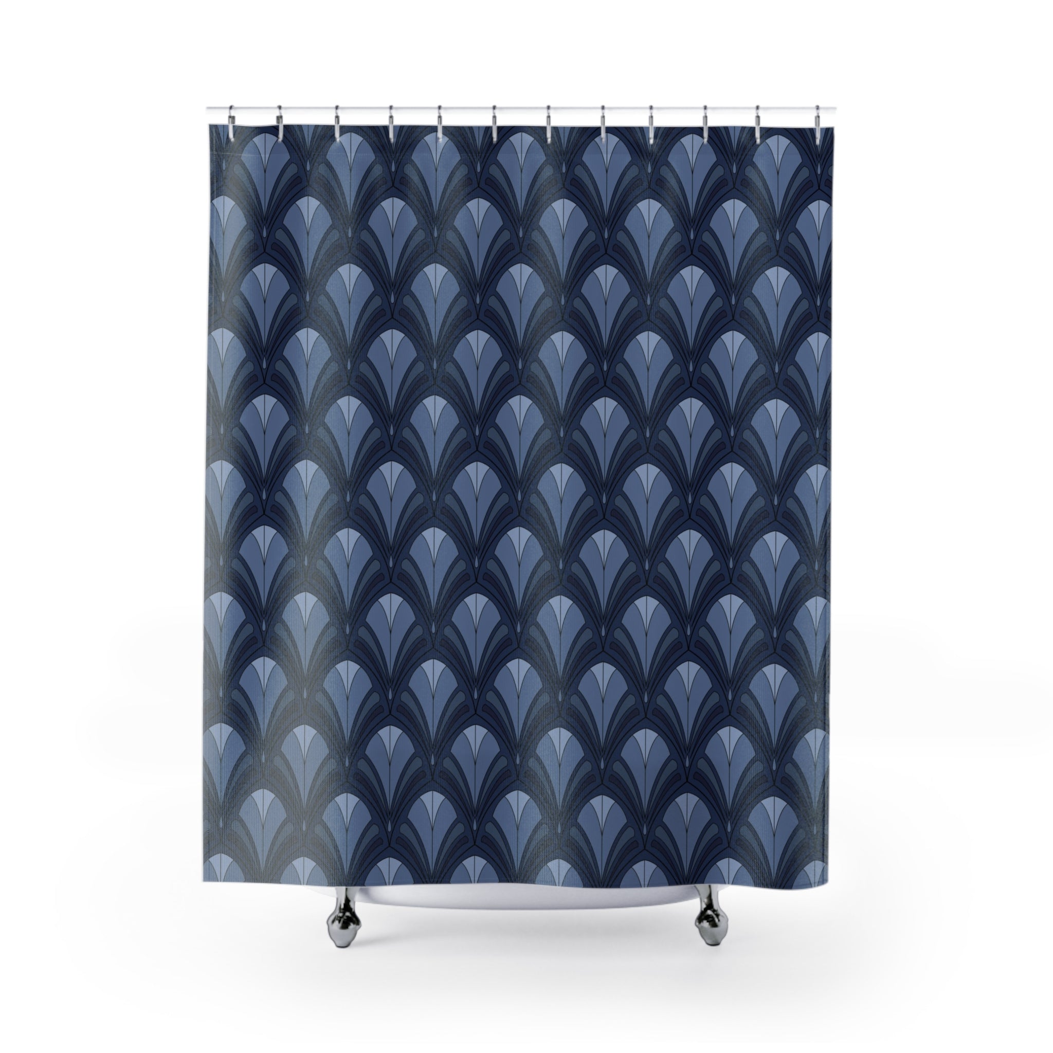 Art Nouveau Shower Curtain | Dark Navy Blue, Art Deco