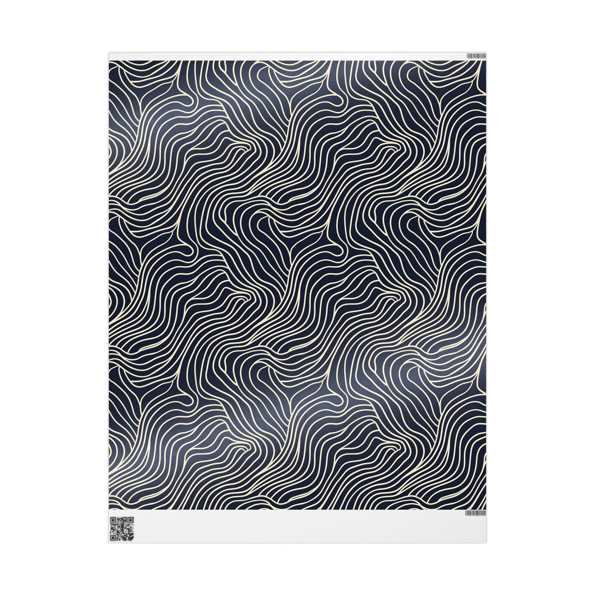 Navy Cream Abstract Wavy Lines Wrapping Paper, Gift Wrap