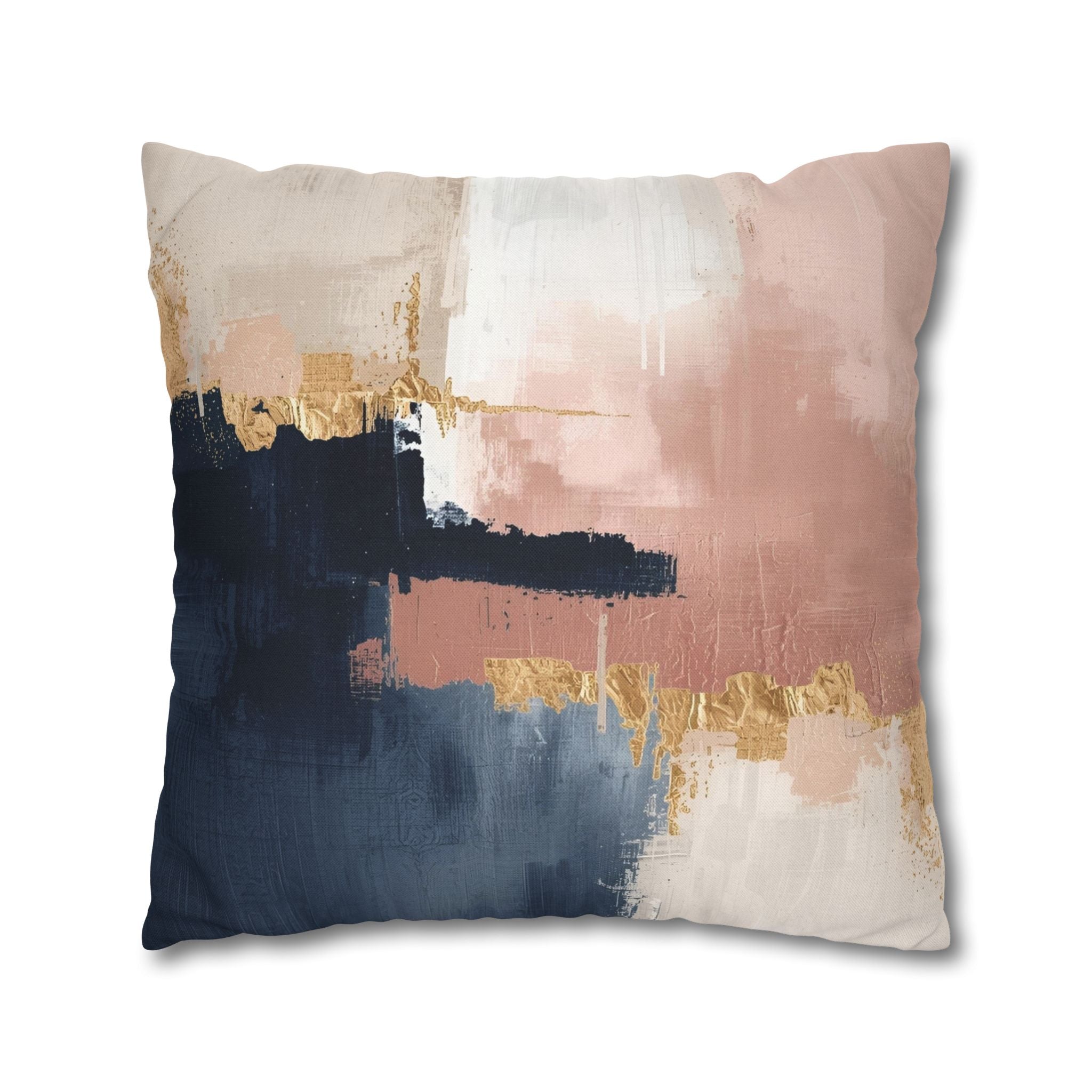 Abstract Pillow Cover | Earthy Neutral Navy Blue, Pink Ombre