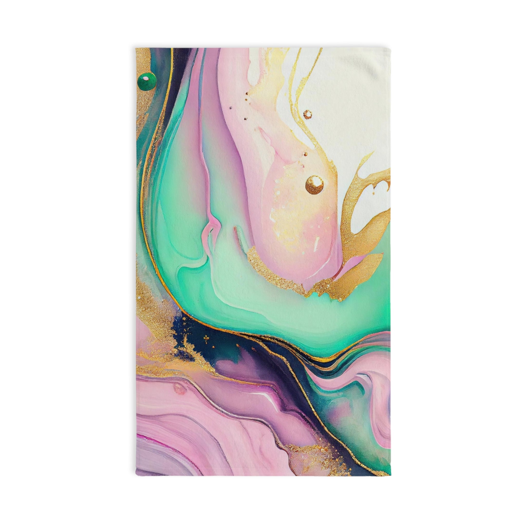 Abstract Kitchen, Bath Hand Towel | Lavender Purple, Green Gold, Pink