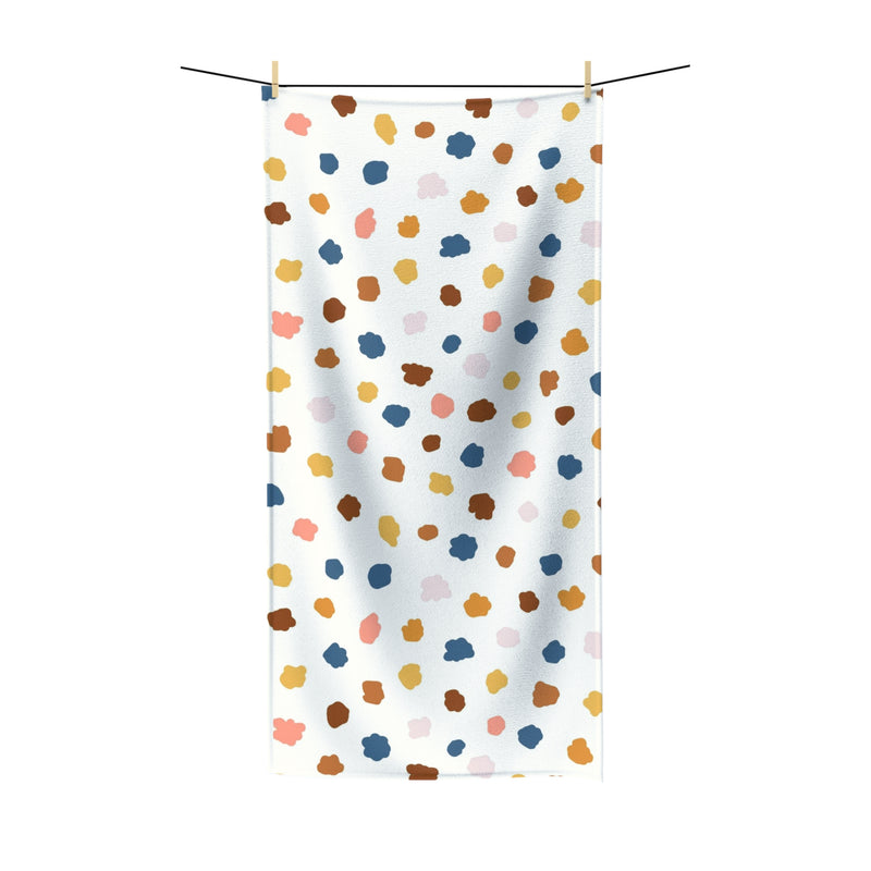 Abstract Bath Beach Towel | Colorful Blue Rust Yellow Pink