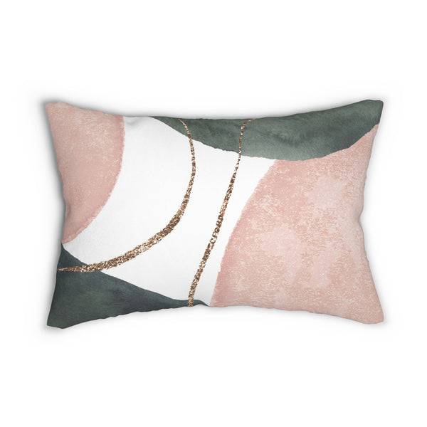 Abstract Lumbar Pillow | Blush Pink, White Sage Green