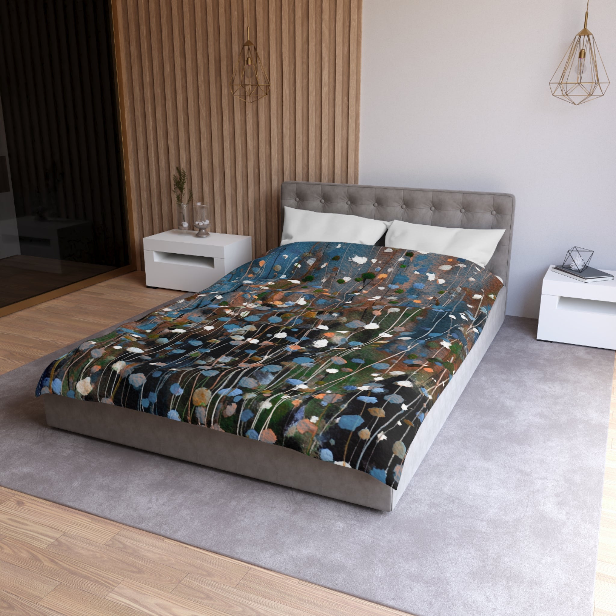 Floral Duvet, Pillow Cover | Grey Blue Bedroom Decor
