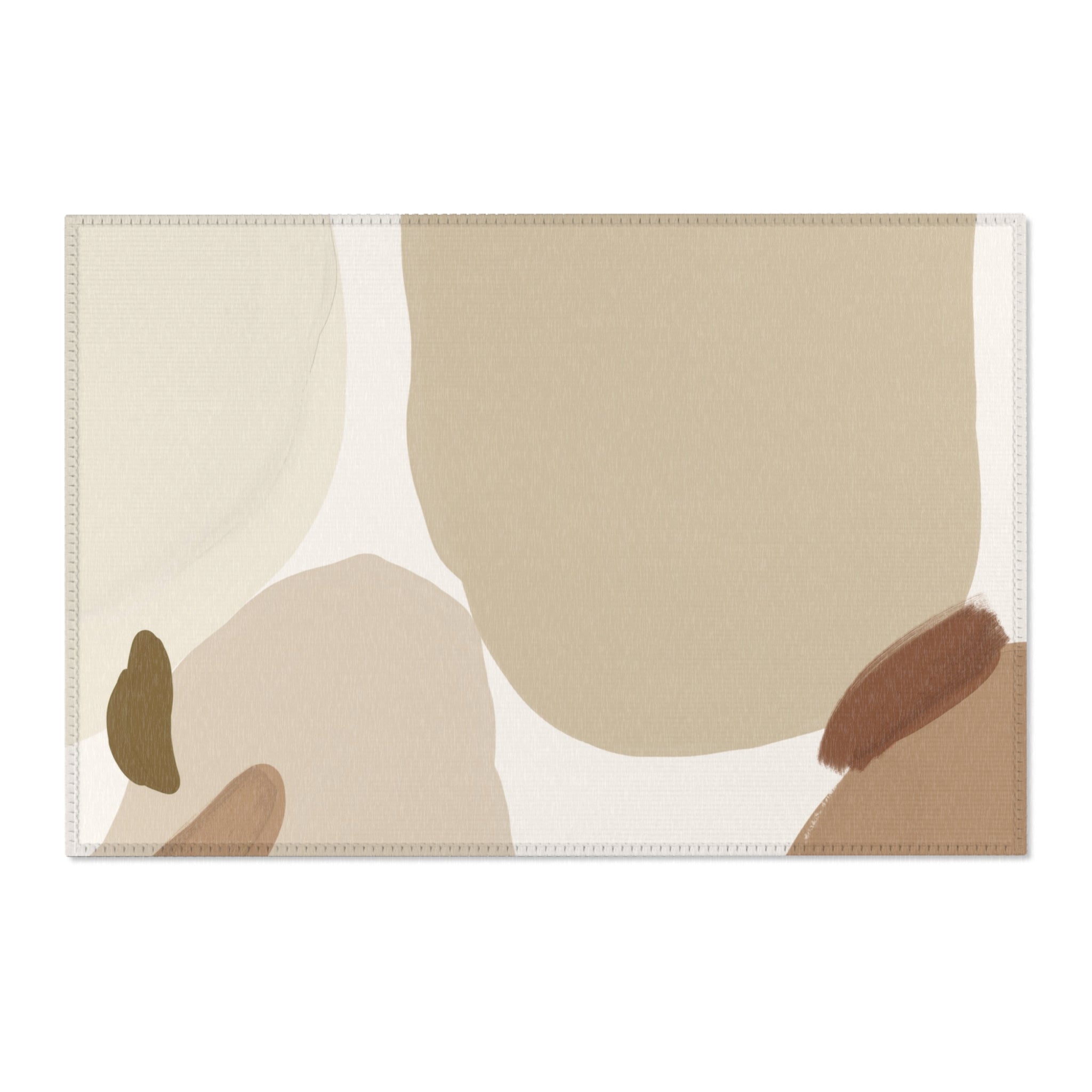 Minimalist Area Rug | Modern Organic Art, Beige Rug