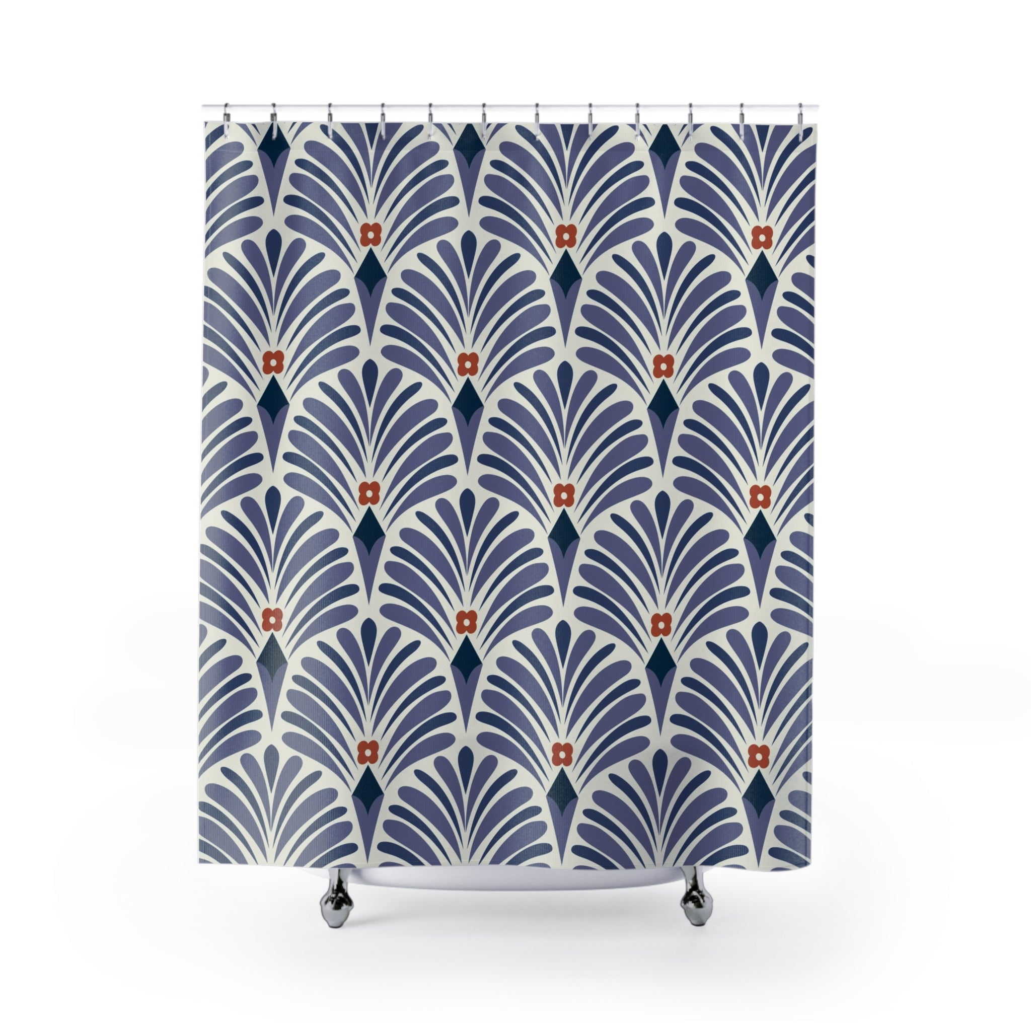 Boho Shower Curtain | Art Deco Lavender Purple Blue