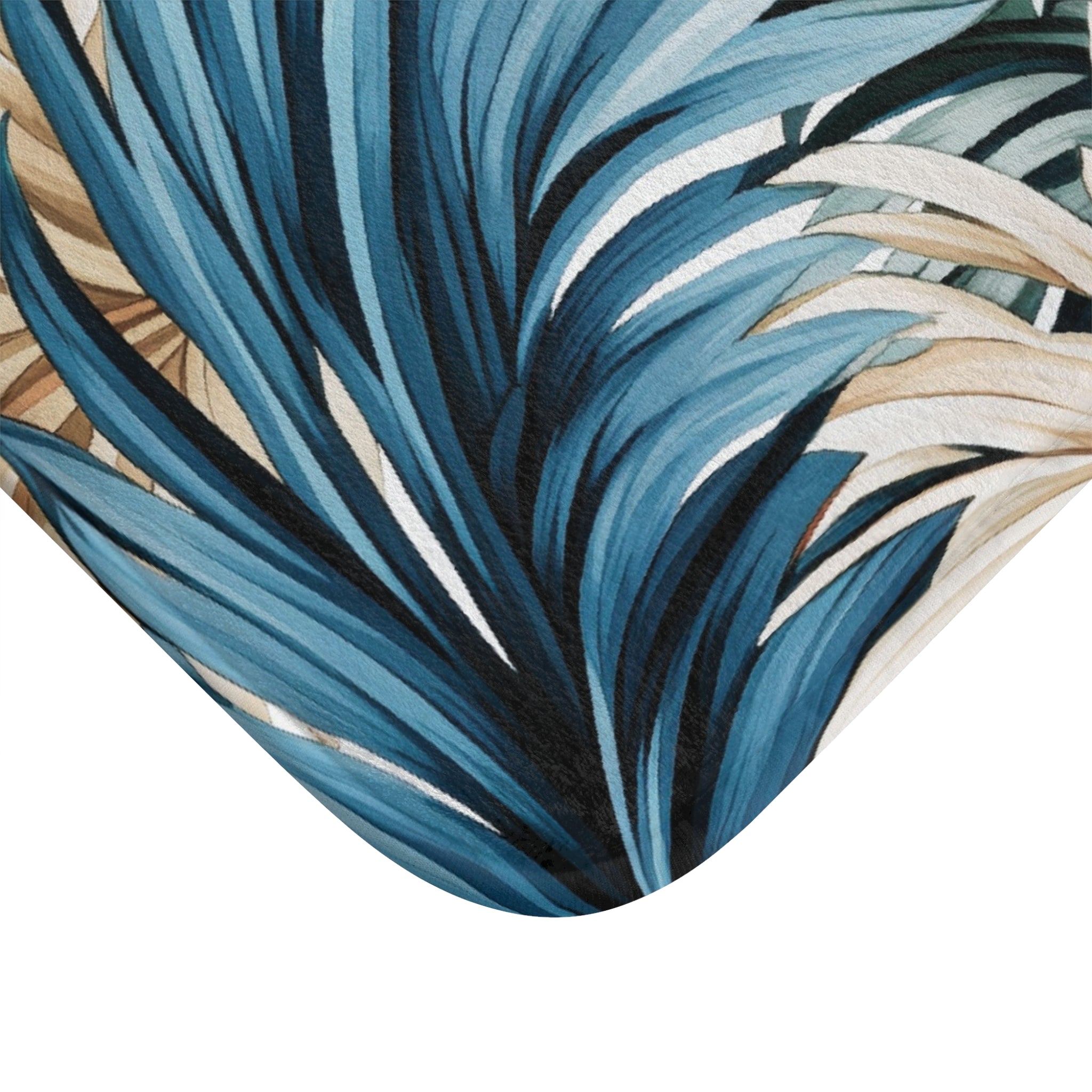 Jungle Leaves Bath Mat | Blue Beige Kitchen Mat