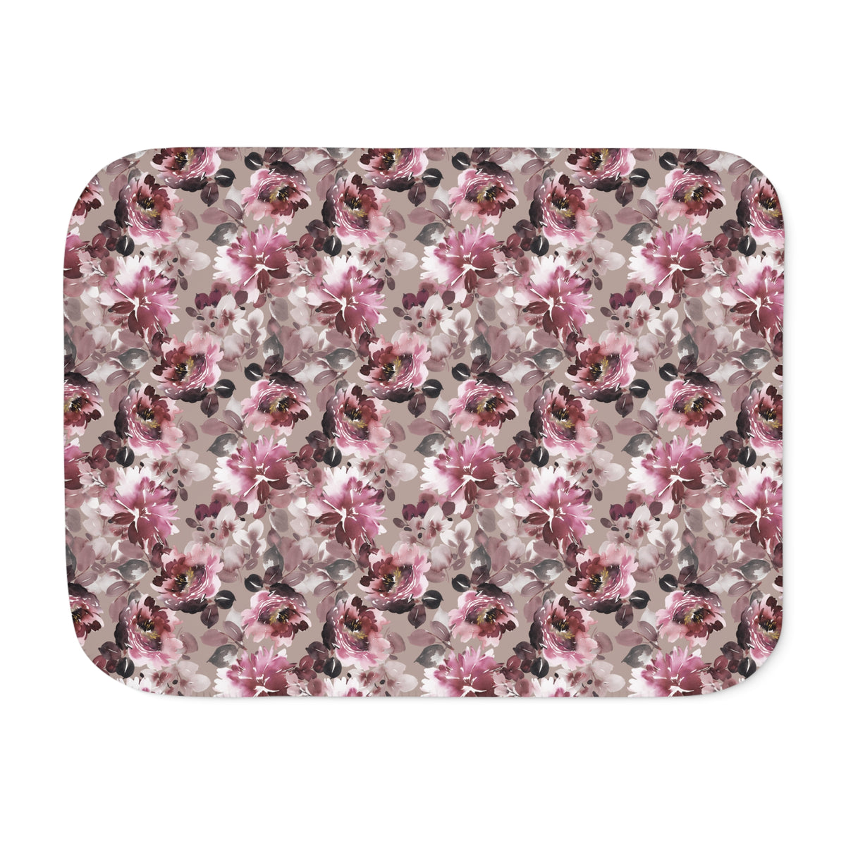Burgundy Pink Watercolor Peony Sherpa Blanket | Moody Floral Throw