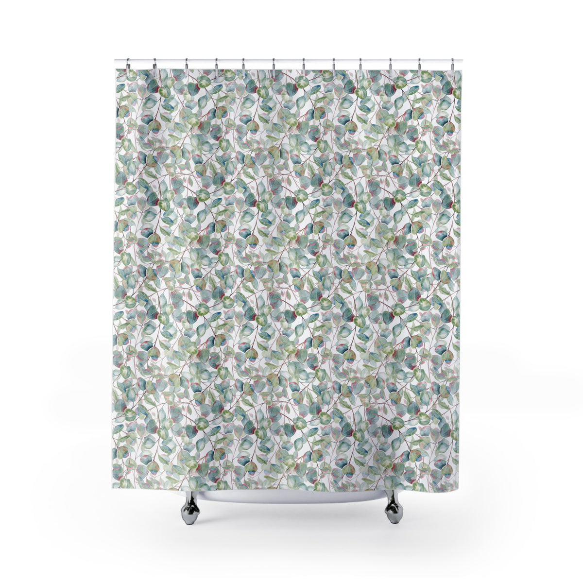 Sage Blue Watercolor Eucalyptus Shower Curtain, Bath Curtain 71x74