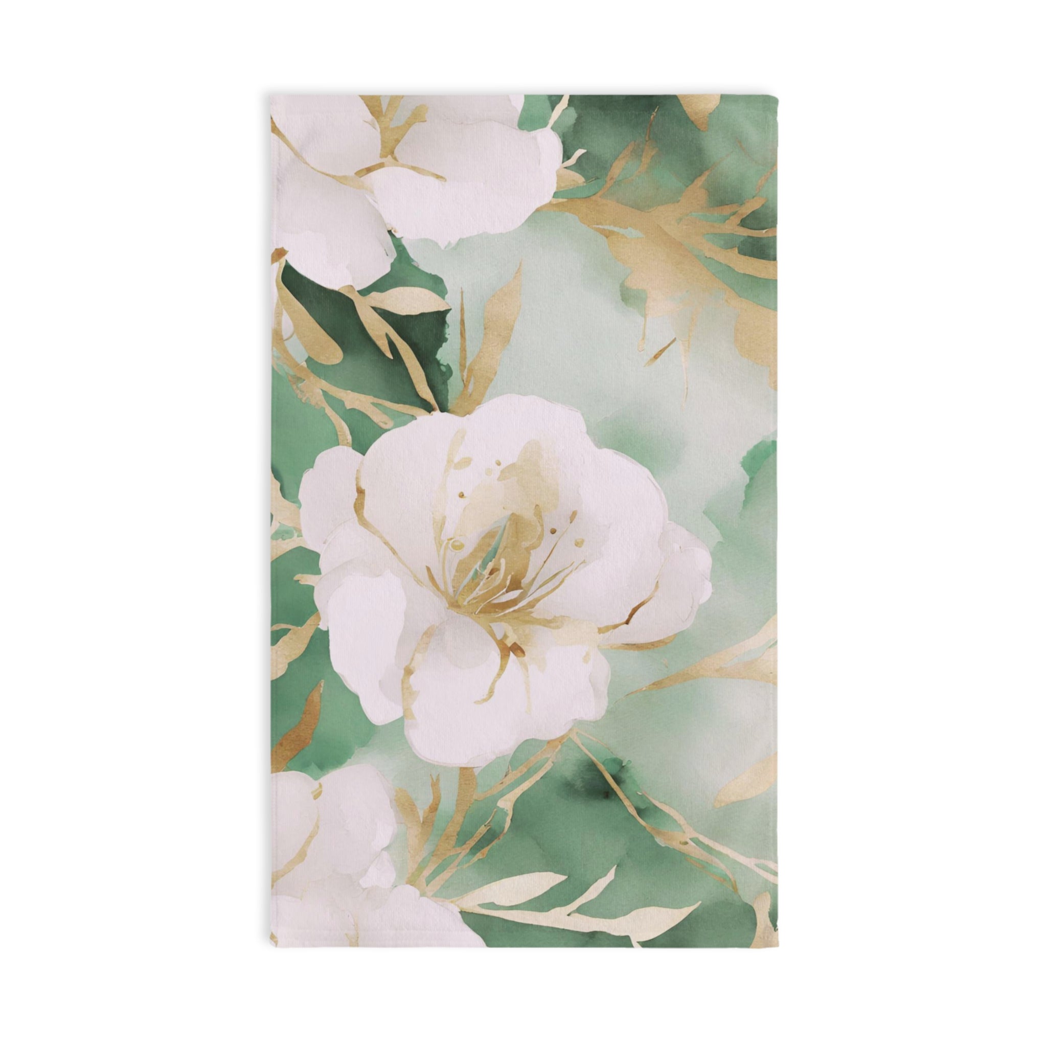 Floral Kitchen, Bath Hand Towel | Sage Green Muted Gold, Blush Pink