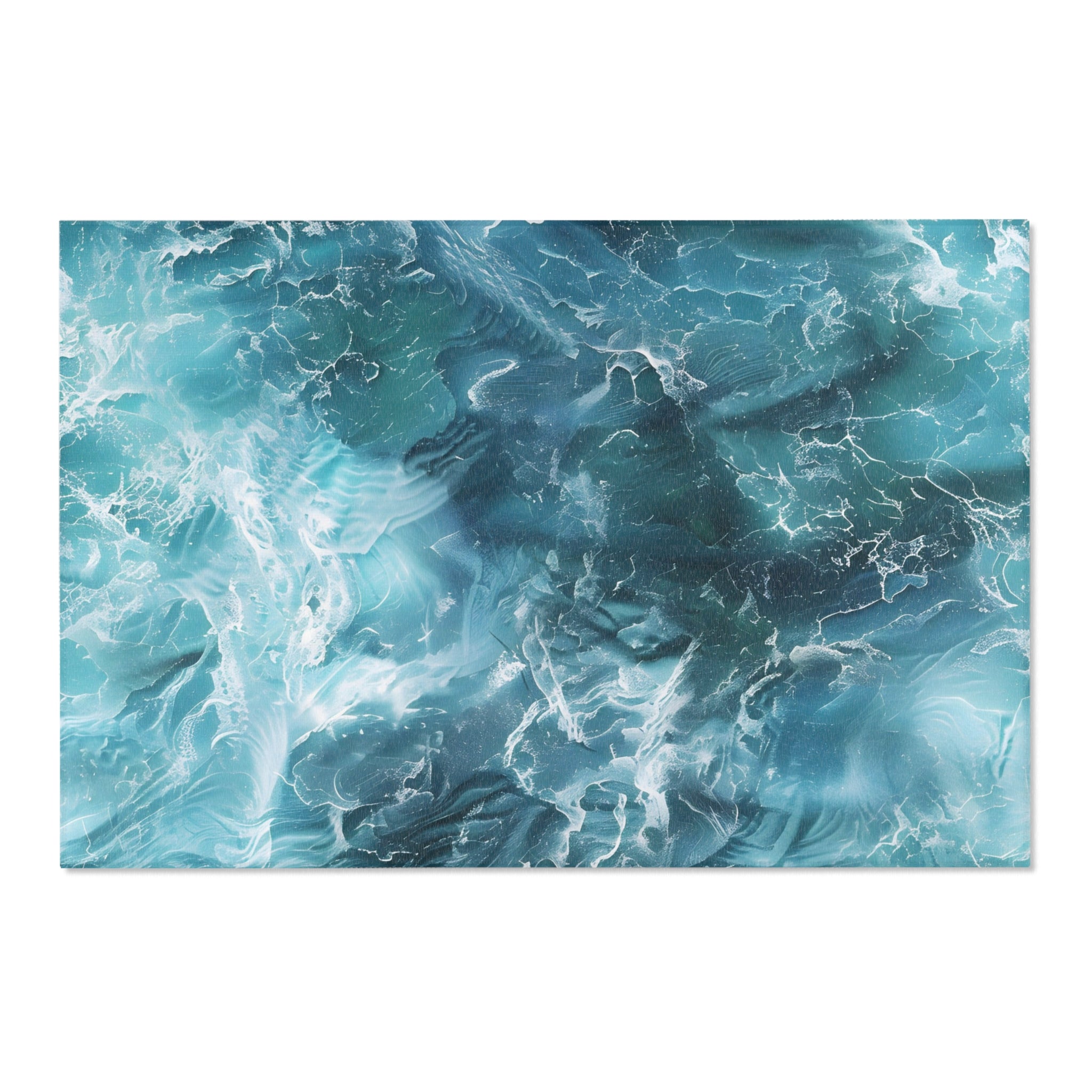 Abstract Ocean Area Rug | Teal Turquoise Sea Blue