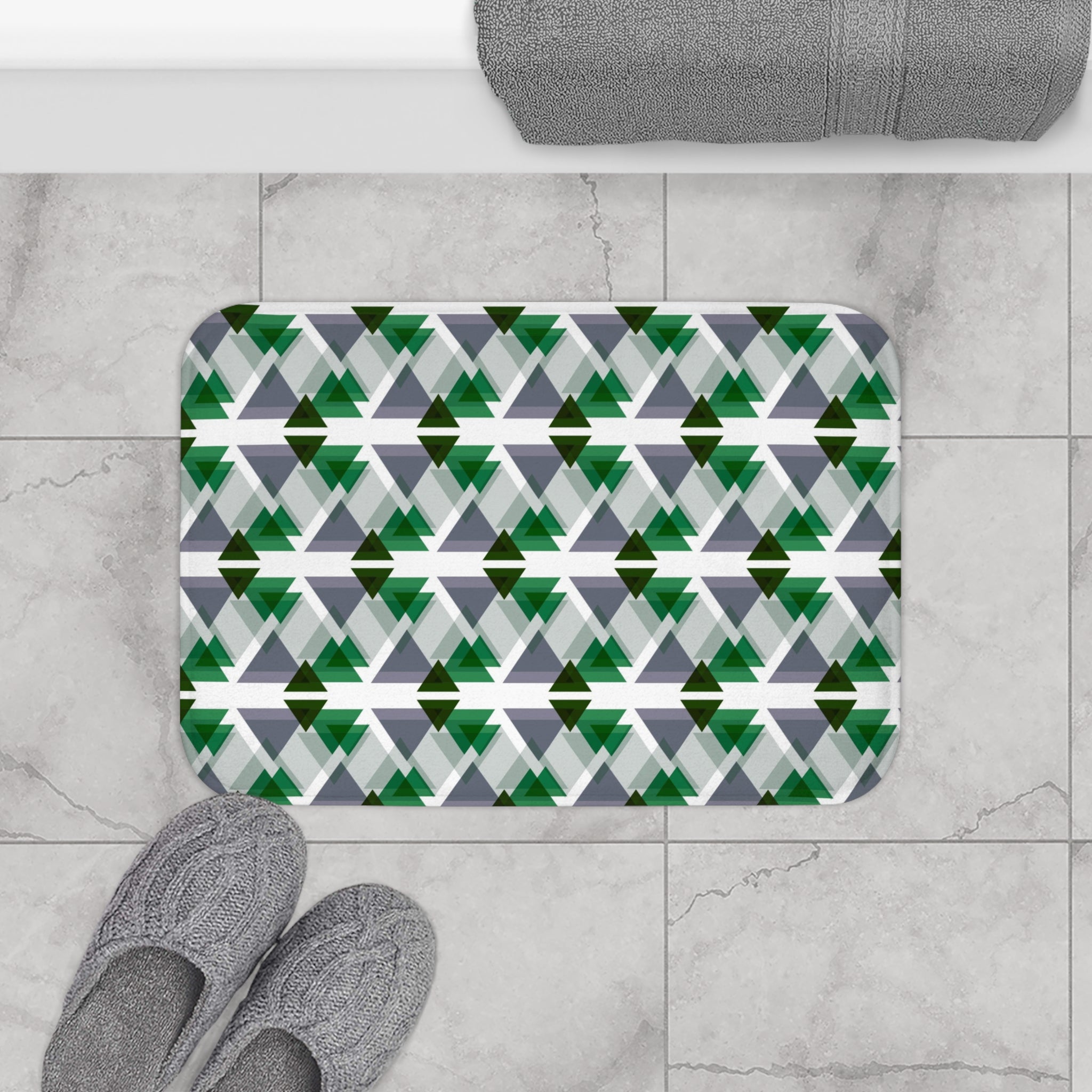 Geometric Bath Mat | Grey White Kitchen Mat