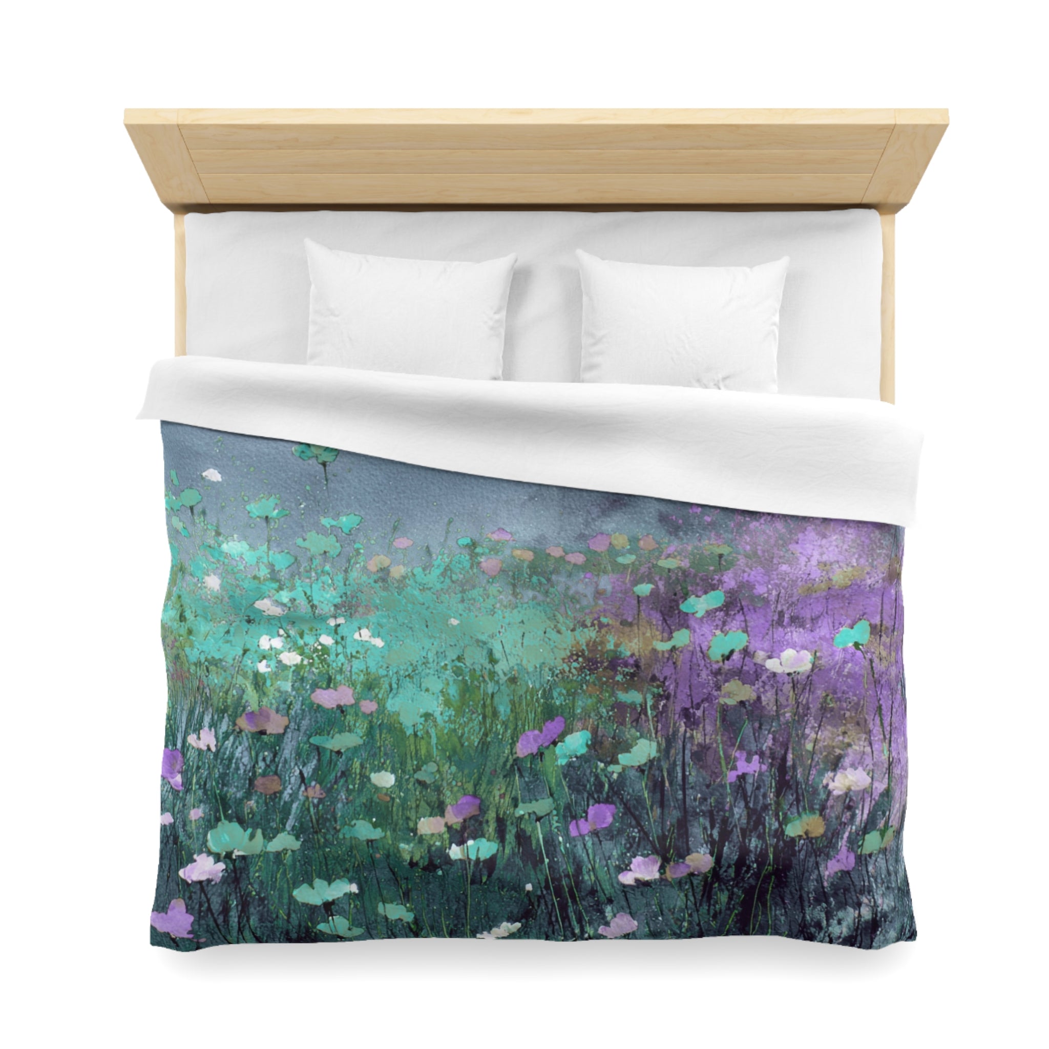 Floral Duvet, Pillow Cover | Teal Purple Bedroom Decor