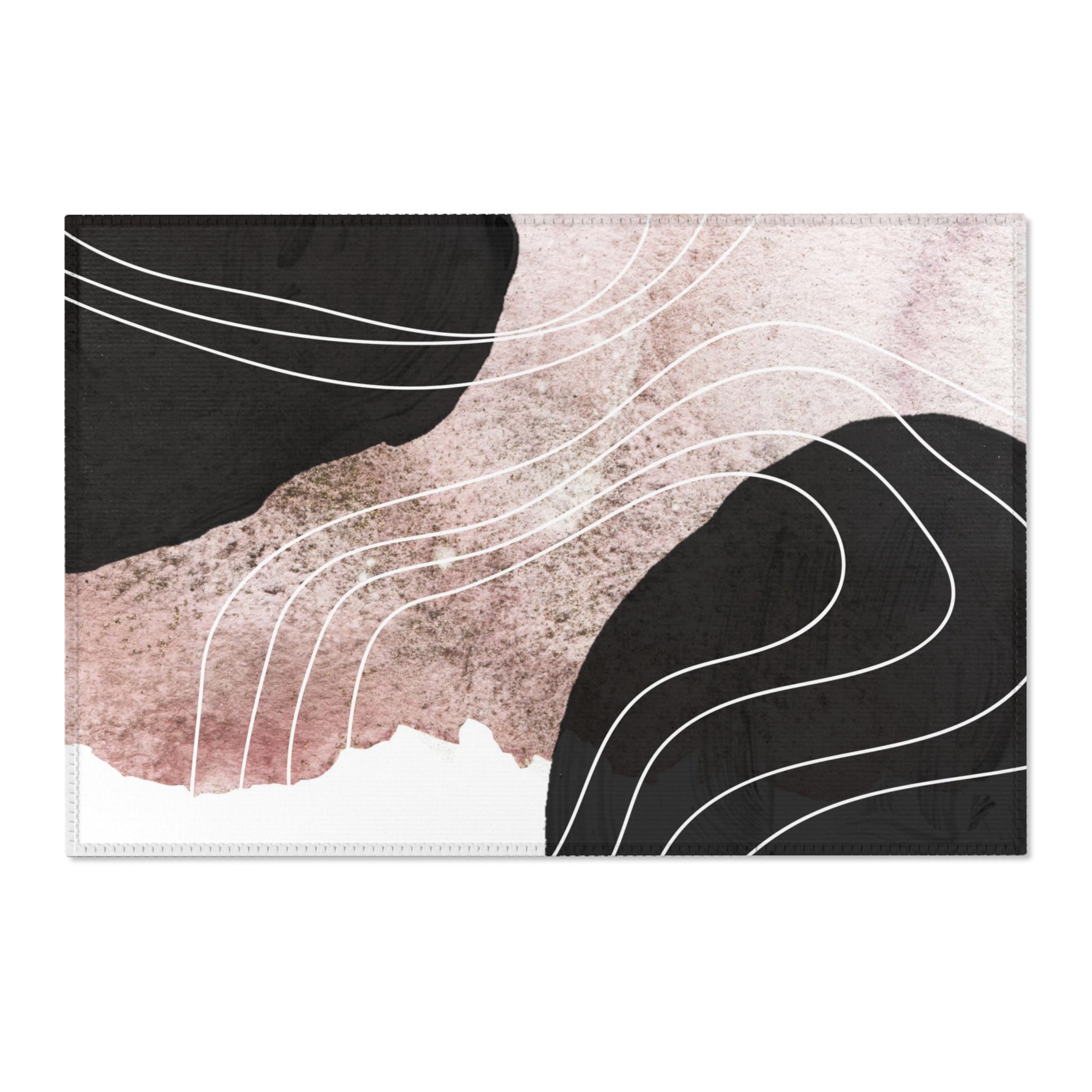 Abstract Boho Area Rug | White, Dusty Pink, Black