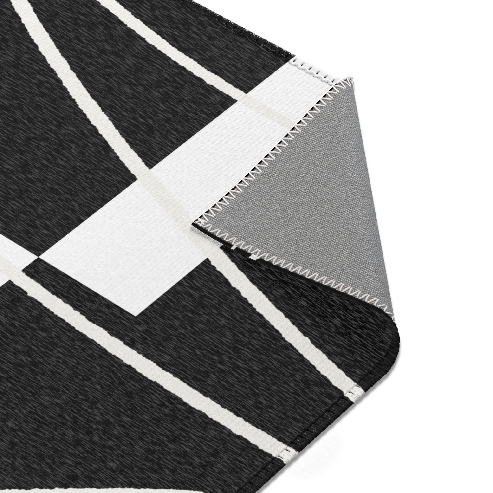 Abstract Ombre Area Rug | Black White Rustic Rug