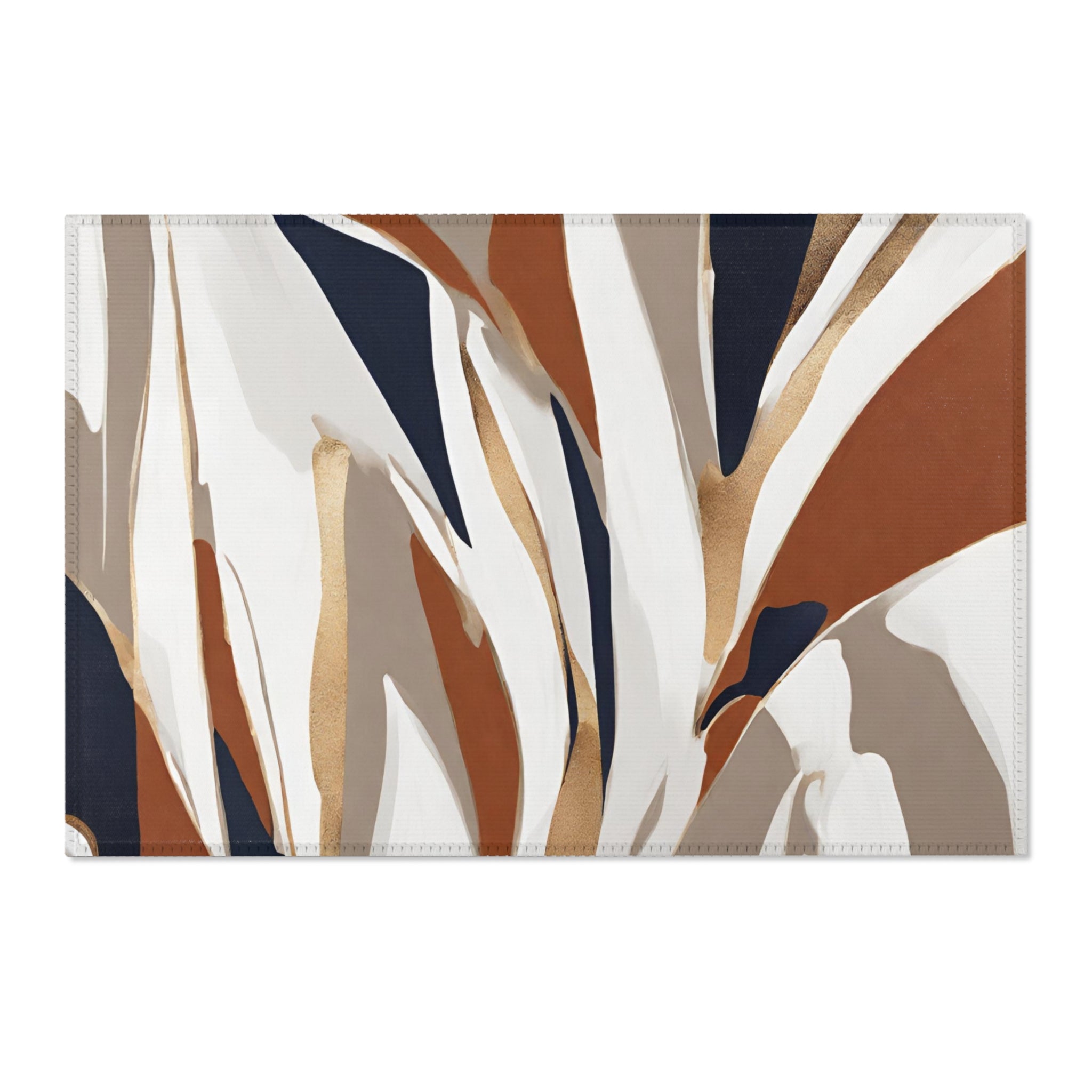 Abstract Area Accent Rug | Beige Rust, Navy blue White