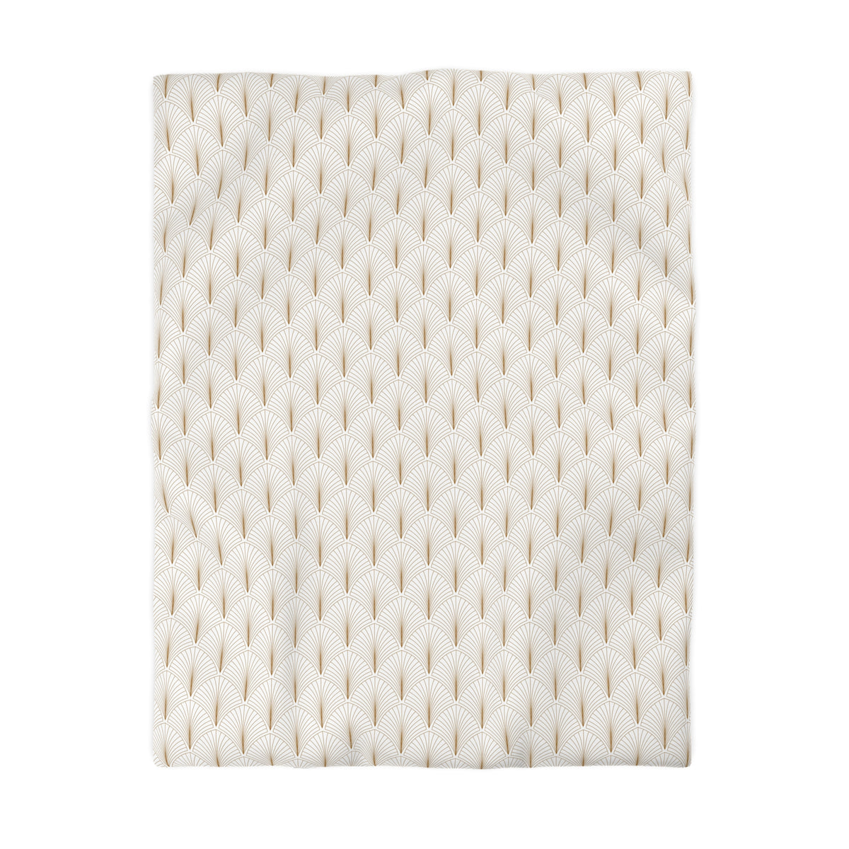 a square with a repeating pattern of white and gold geometric shapes, creating a visually striking and symmetrical design.
