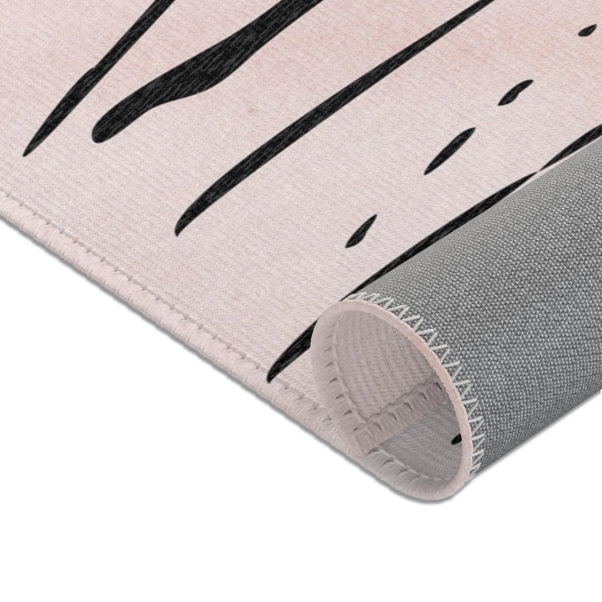 Abstract Area Rug | Blush Pink Grey Watercolor