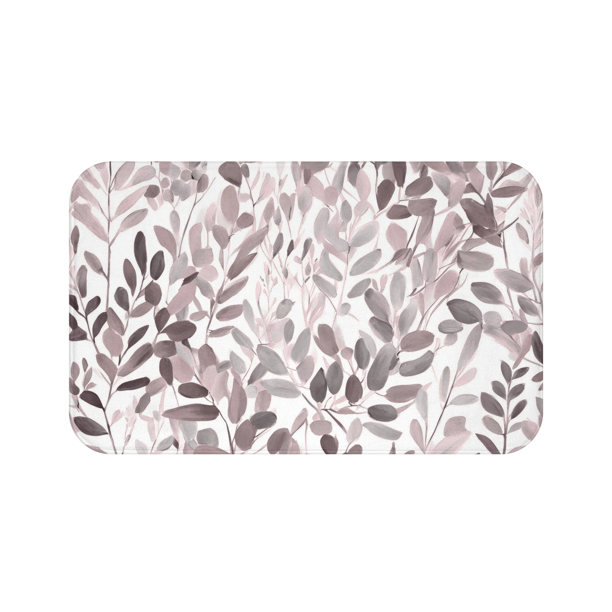 Floral Leaves Bath Mat | Grey Taupe Kitchen Mat