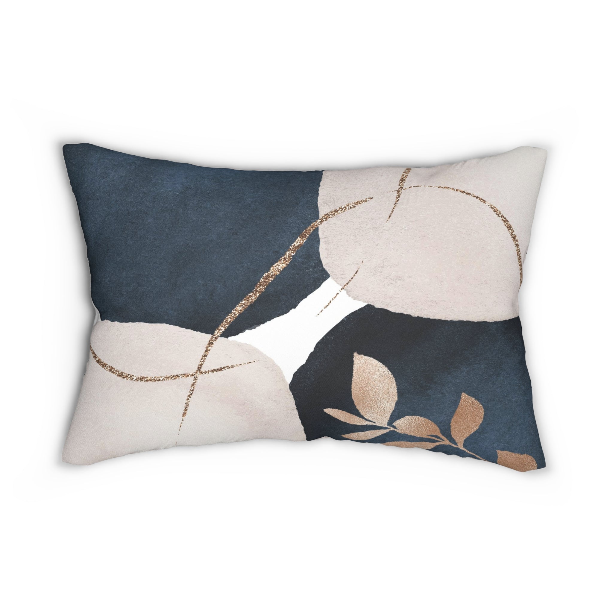 Abstract Lumbar Pillow | Navy blue, Cream Ivory