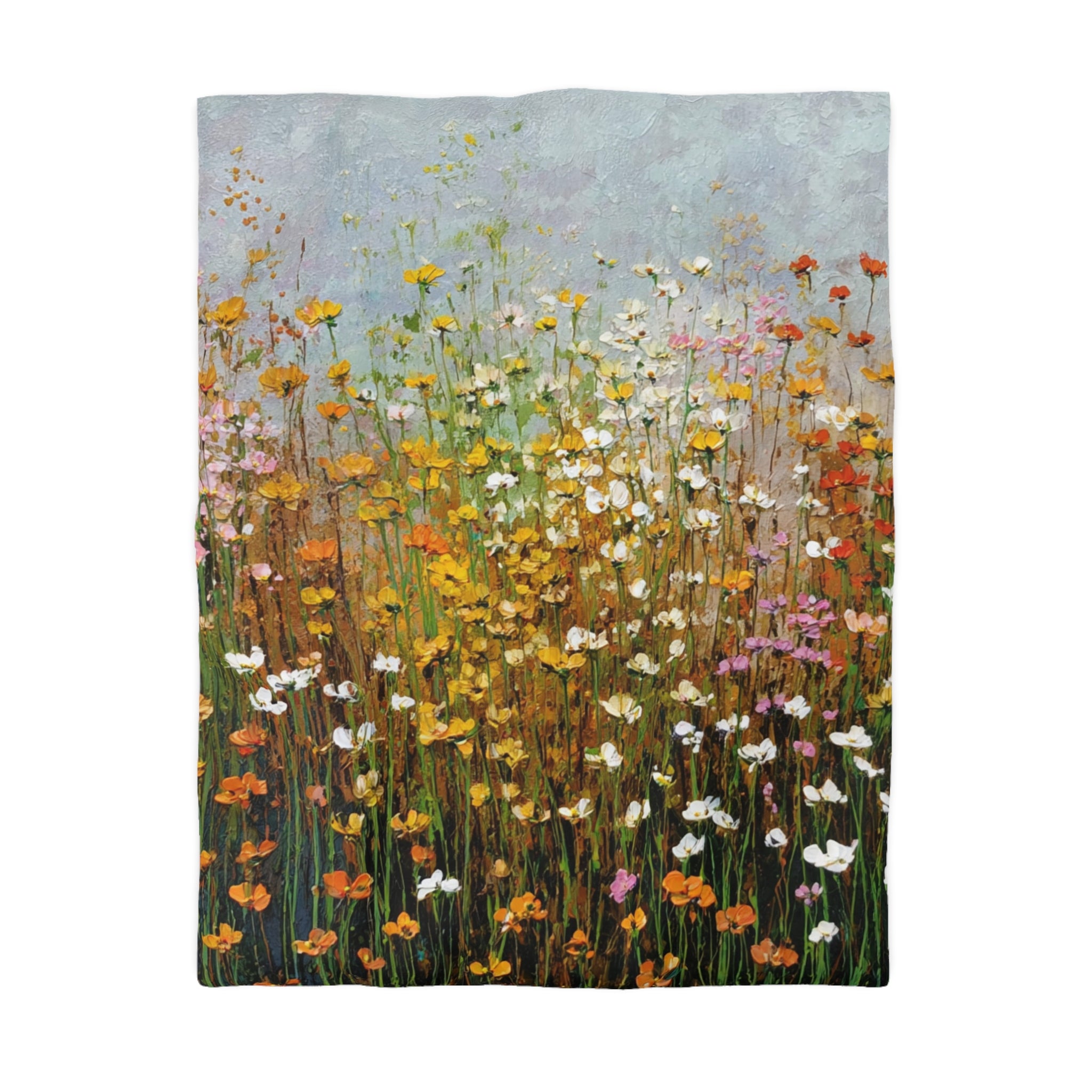 Floral Duvet, Pillow Cover | Orange Green Bedroom Decor